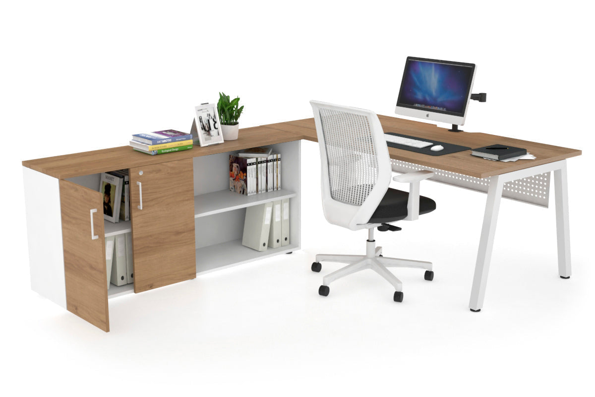 Quadro A Executive White Frame Office Chair [1600L x 800W with Cable Scallop] - Premium Ergonomic Seating for Home Office & Conference Rooms