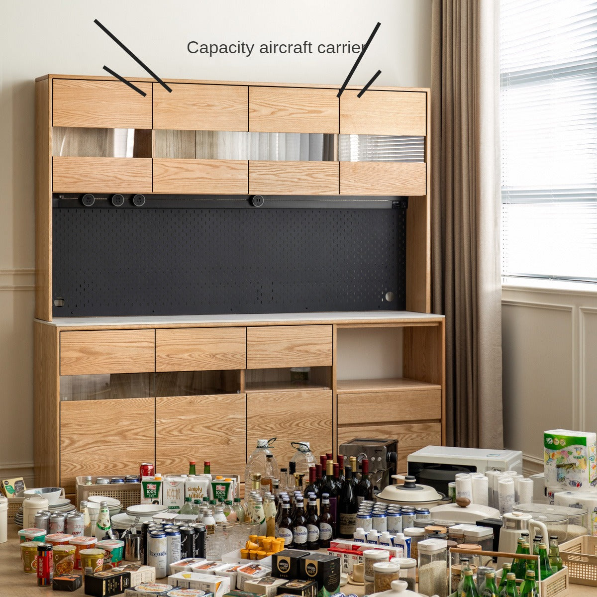 Modern Oak Solid Wood Sideboard Buffet Cabinet - Stylish Storage for Dining Room, Living Room & Entryway