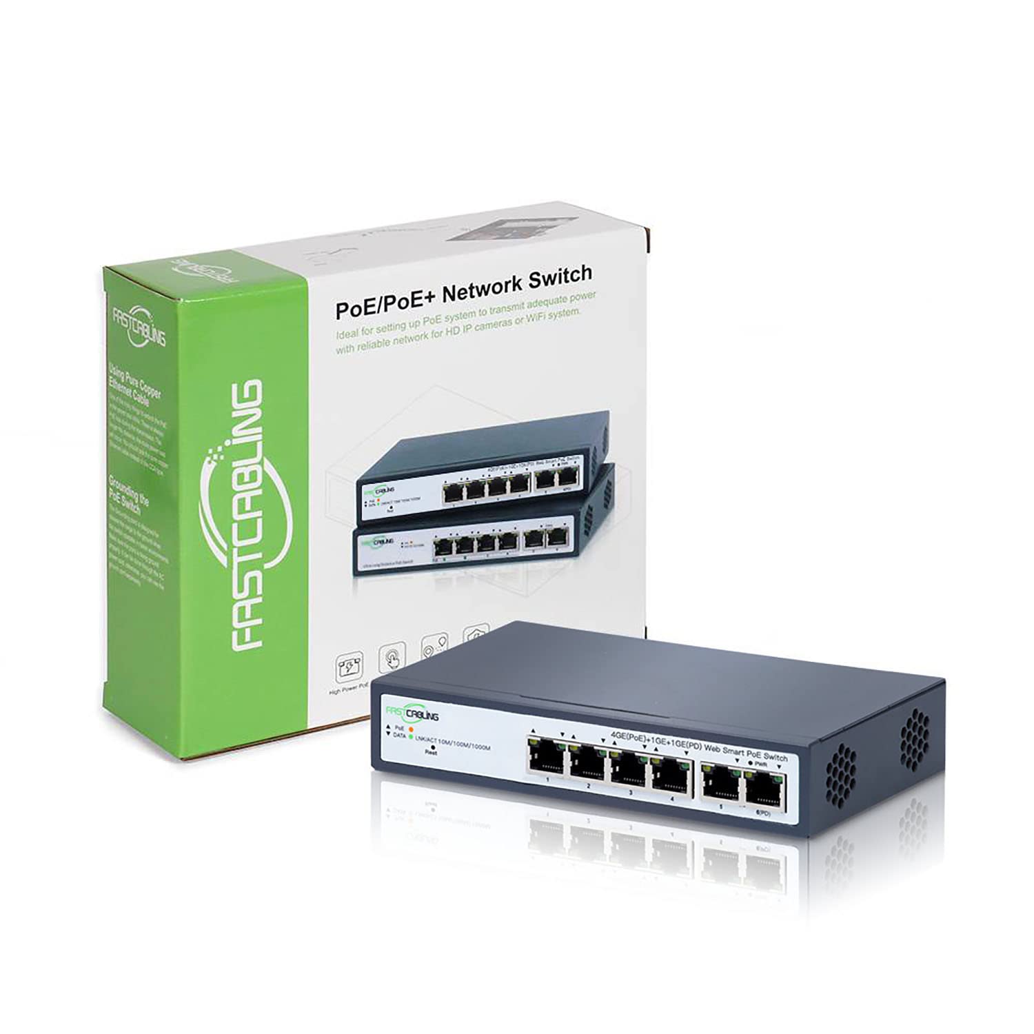 4 Port Managed PoE Passthrough Switch with VLAN & QoS - 60W IEEE 802.3at/bt Compatible - Expand Network Using Existing Cat5e/Cat6 Cables - Ideal for IP Cameras, VoIP Phones & Smart Office Setup