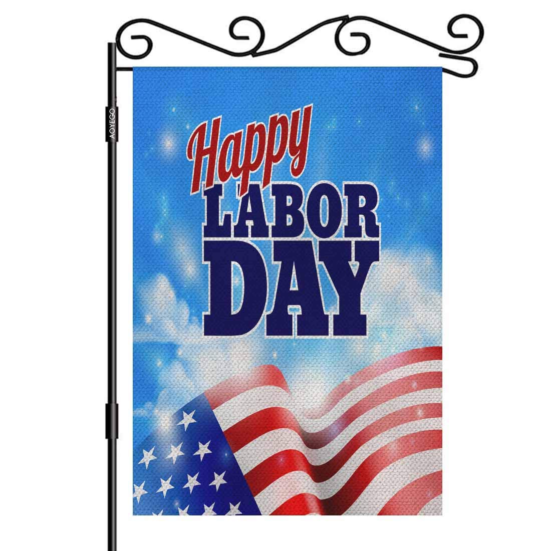 Happy Labor Day Garden Flag 12.5x18 Inch - Double Sided Vertical American Flag with Sky Background for Yard, Garden & Home Decor | Outdoor & Indoor Decoration for Holidays, Parties & Seasonal Celebrations