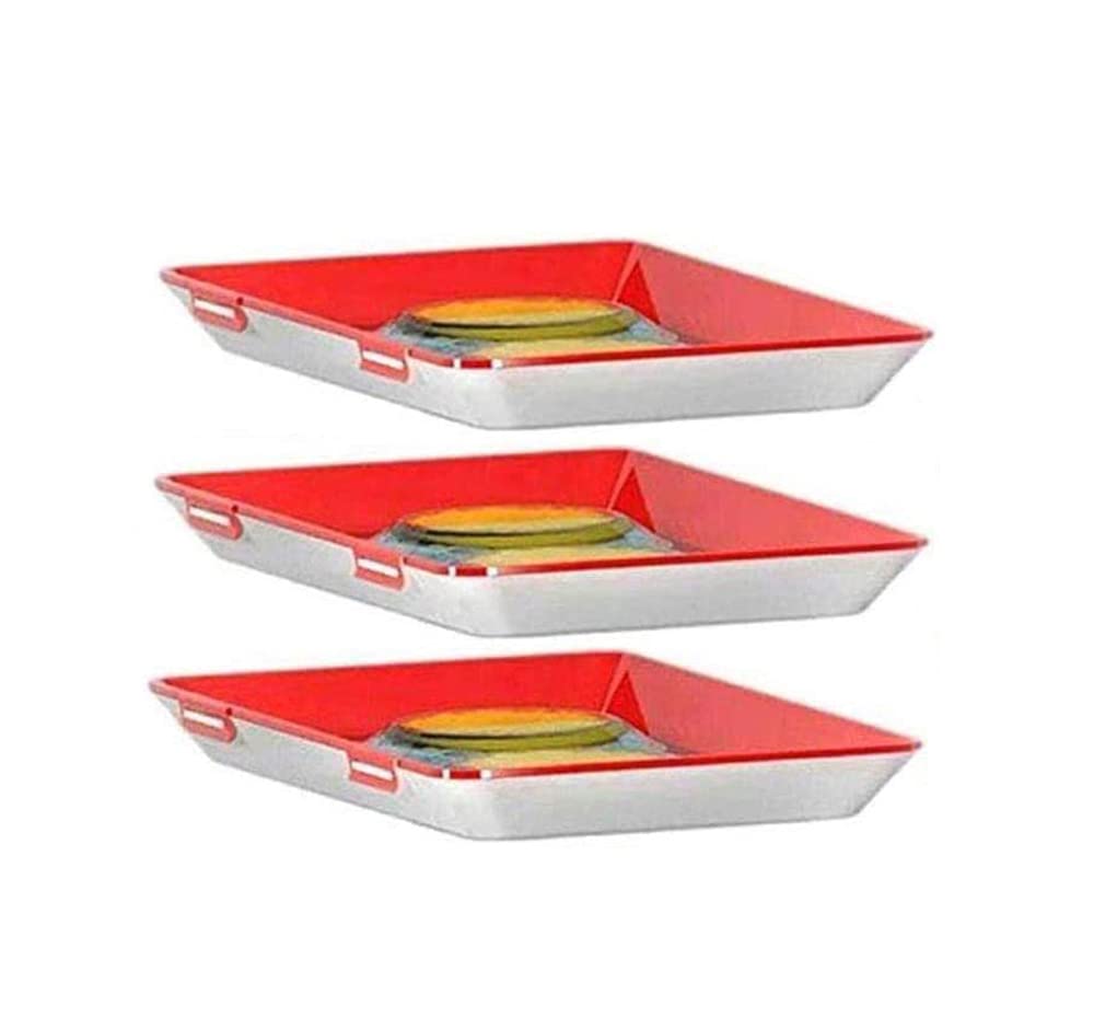3-Pack Magic Vacuum Sealing Food Storage Containers with Elastic Film Buckle - BPA-Free Plastic Keep Fresh Trays for Fruits, Vegetables & Meal Prep | Airtight Kitchen Organizer for Fridge & Pantry