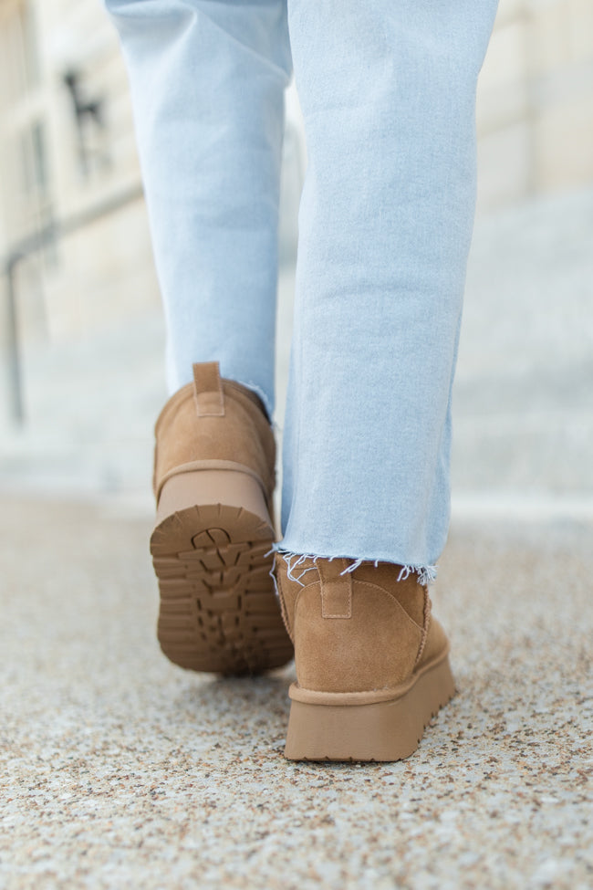 Georgia Chestnut Platform Mini Boots for Women - Stylish Ankle Boots with Chunky Heel | Perfect for Fall, Winter, and Casual Outfits