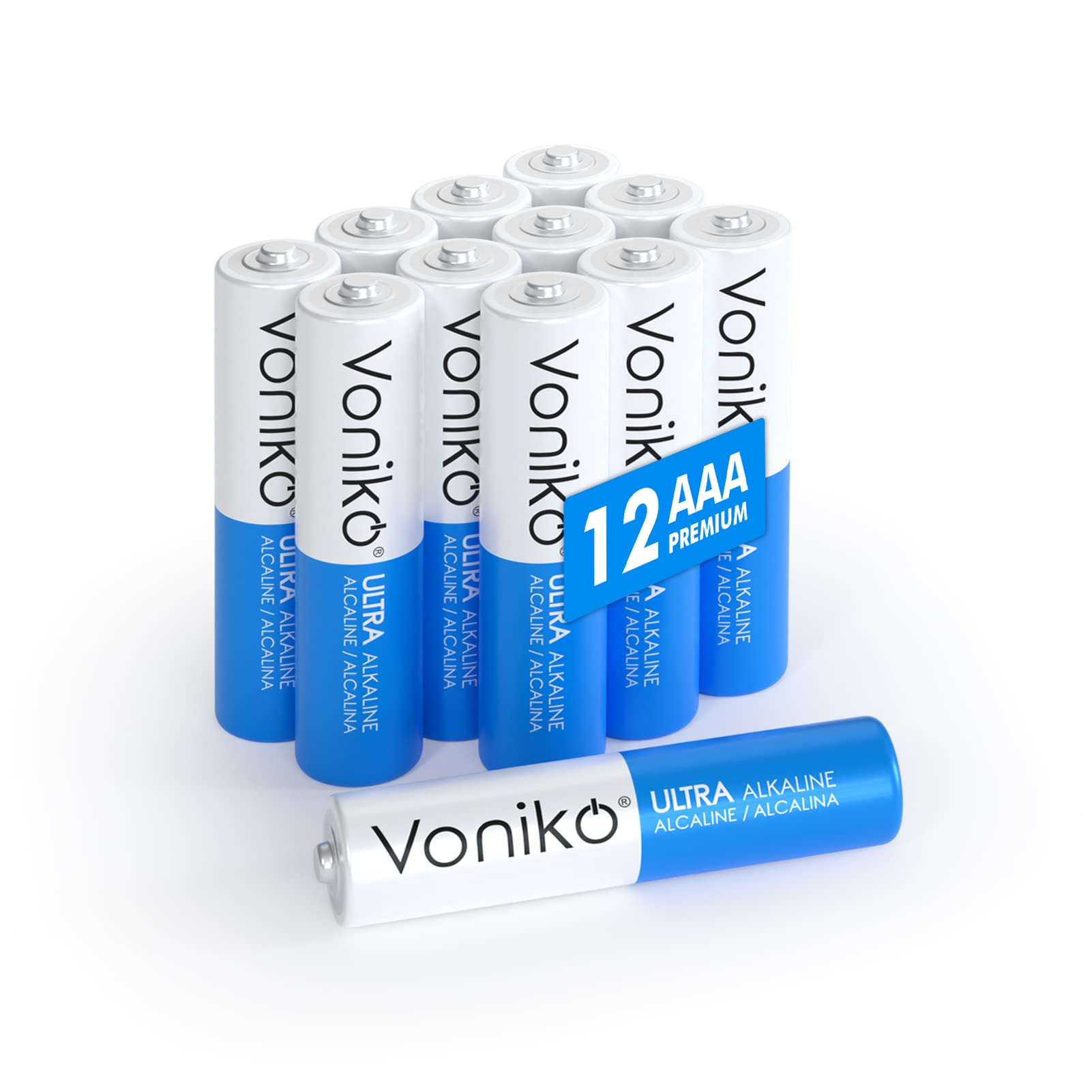 VONIKO AAA Alkaline Batteries 12 Pack - Premium Grade AAA Batteries with 10-Year Shelf Life, Ultra Long-Lasting & Leakproof 1.5V - Ideal for Remote Controls, Toys, Flashlights, and Electronic Devices