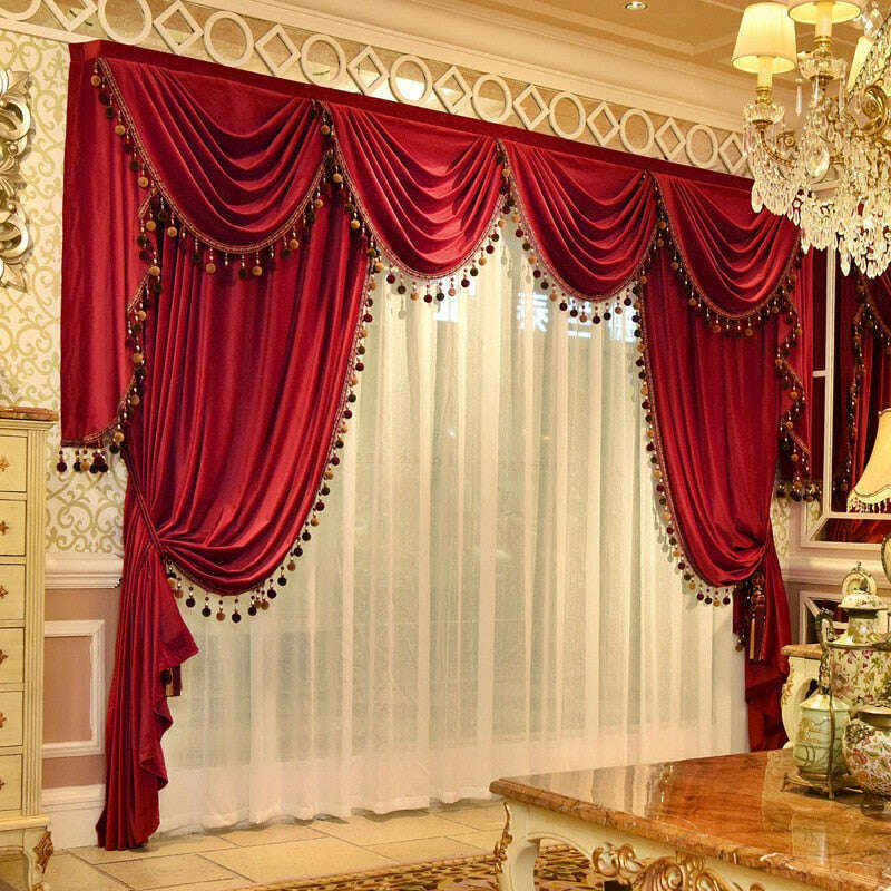 Mila Classic Plain Velvet Valance - Red Window Curtain Valance for Living Room, Bedroom & Home Decor