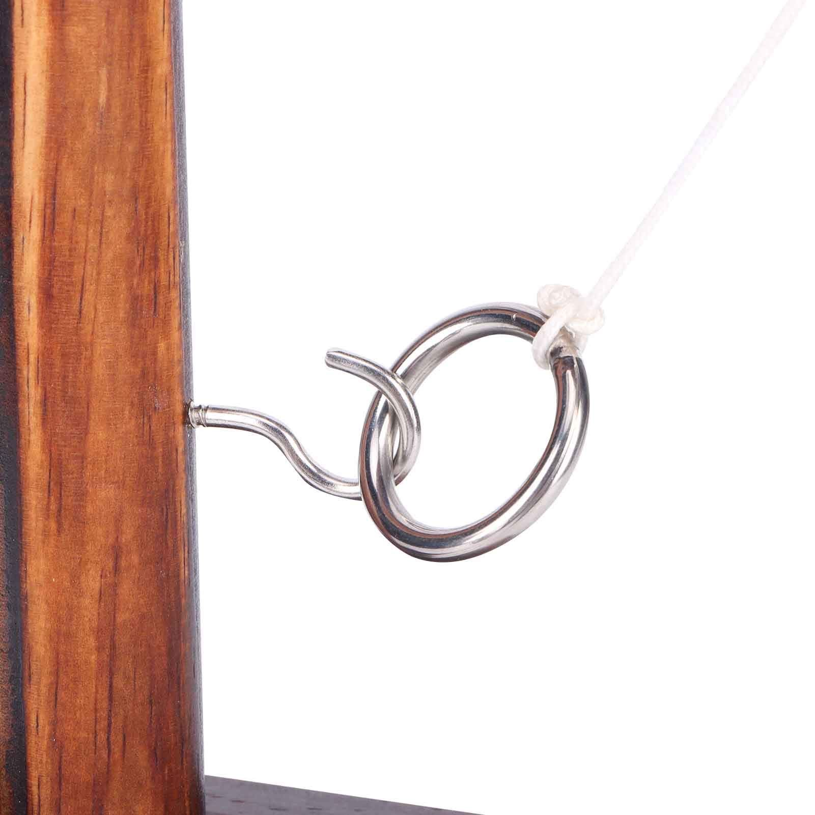 Wooden Hook and Ring Toss Game Set - Fun Outdoor & Indoor Throwing Game for Adults & Kids - Perfect for Home, Bar, Parties, Backyard, and Beach Gatherings - Includes 2 Hooks & Rings