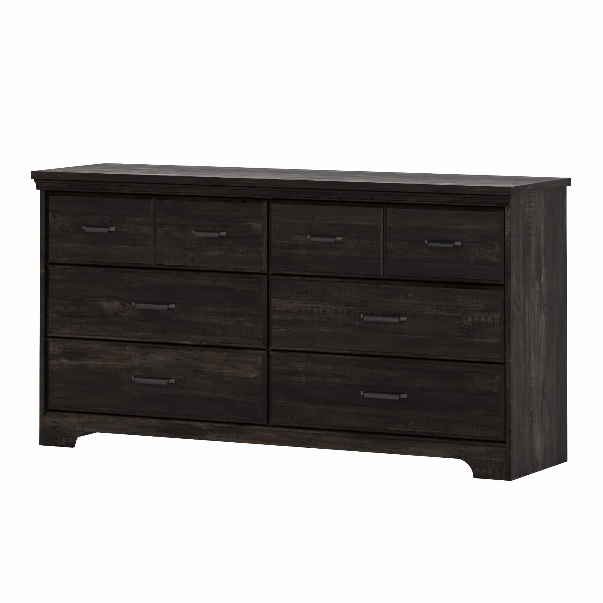South Shore Versa 6-Drawer Double Dresser in Rubbed Black Finish - Perfect for Bedroom Storage and Organization