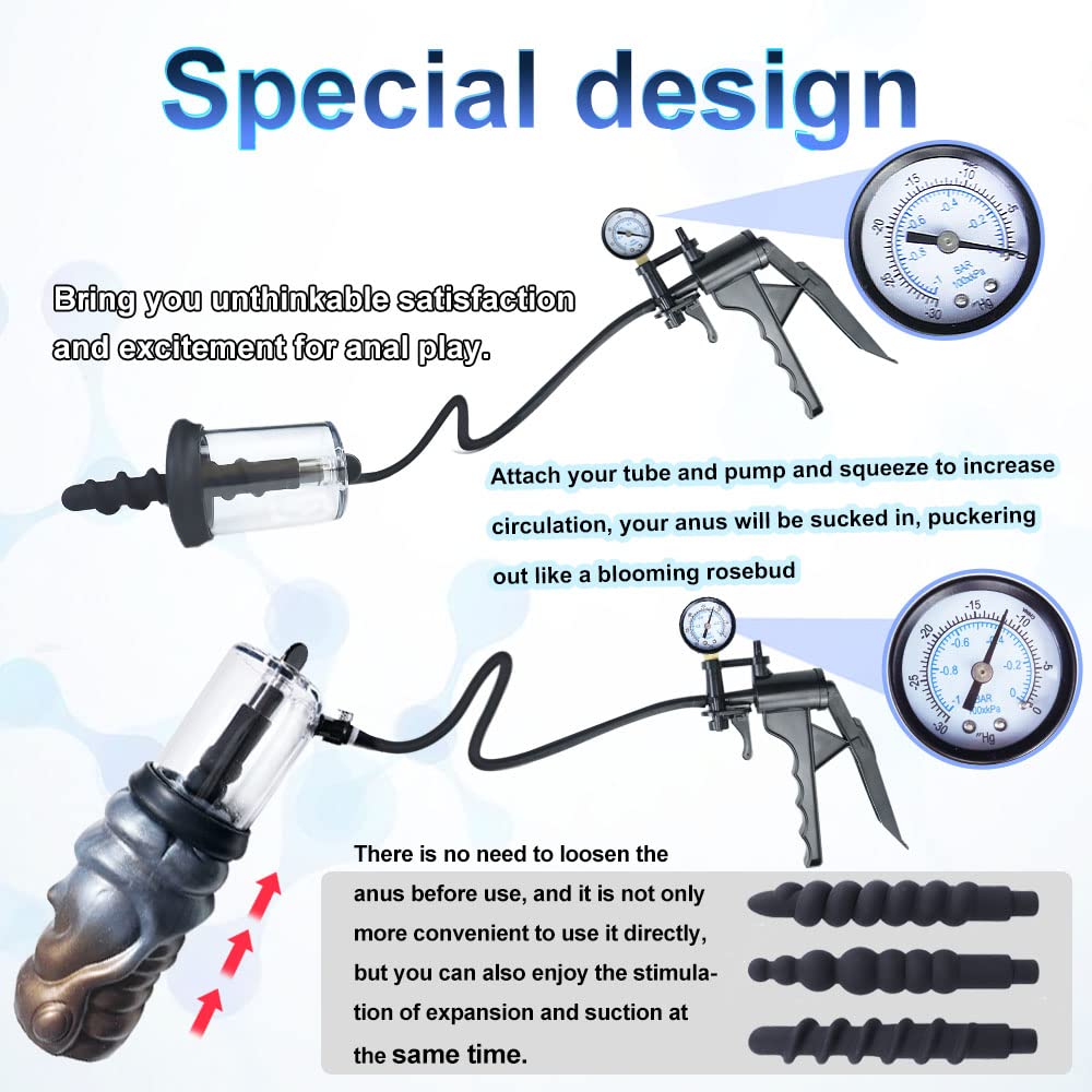TaRiss Anal Vacuum Pump Manual Anus Enlarger with Butt Plug - Prostate Massager Stimulator for Men & Women - Adult Sex Toy for Experienced Users - Perfect for Solo Play & Couples Pleasure