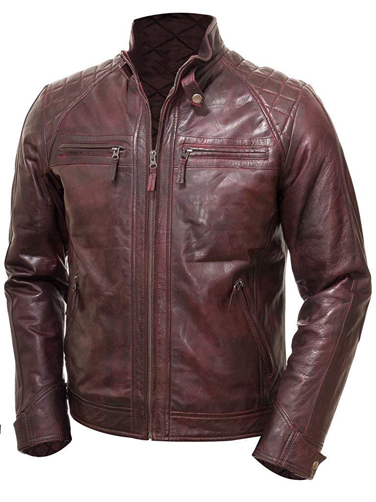 Shazmeen Men's Vintage Cafe Racer Motorcycle Jacket - Genuine Lambskin Leather Biker Jacket for Men | Perfect for Motorcycle Riding, Casual Outfits & Retro Style Fashion