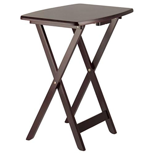 Ergode Wood Dylan 5-Piece Folding Snack Table Set - Sturdy X-Frame Base with Upright Stand, Easy Assembly, Espresso Finish - Perfect for Living Room, Patio, Parties & Small Space Entertaining