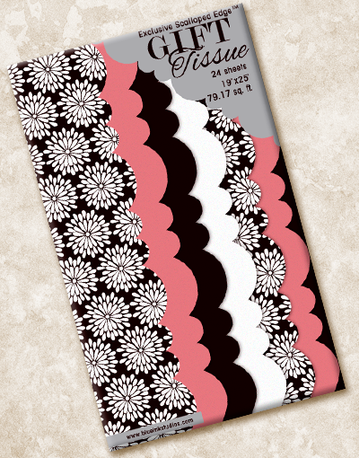 Premium Black & White Dahlias Scalloped Tissue Paper for Gift Wrapping, Party Decorations & DIY Crafts - Elegant Floral Design for Weddings, Birthdays & Home Decor