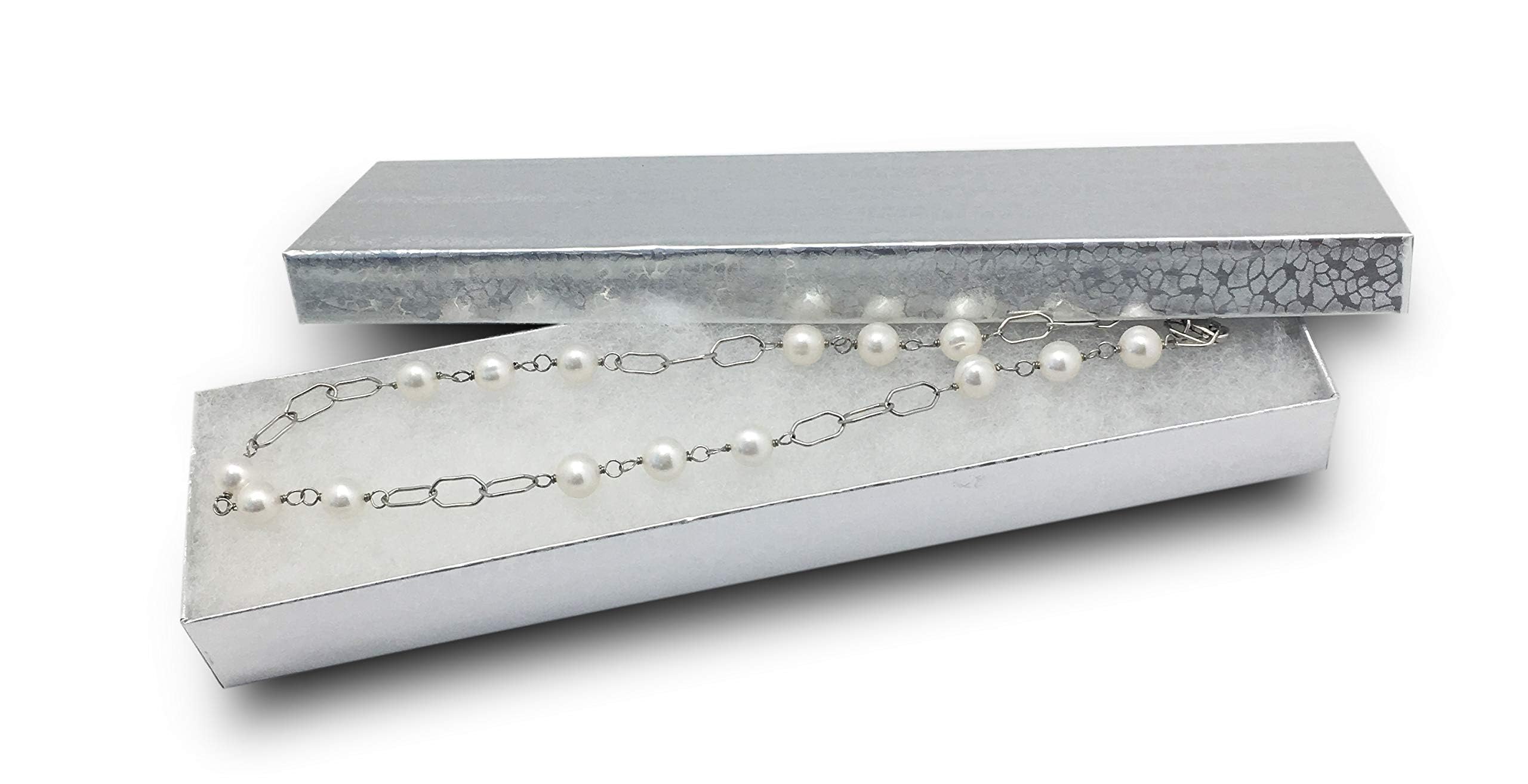 TheDisplayGuys - 100-Pack #99 Cotton Filled Cardboard Jewelry Gift Boxes with Silver Foil (5 Sizes Assortment) - Perfect for Jewelry Storage, Wedding Favors, Ring Boxes & Retail Packaging