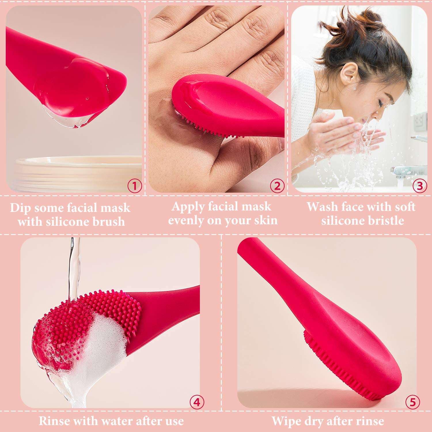 SMARZEC Silicone Face Mask Brush Applicator - Soft Facial Cleansing Brush for Cream, Mud, Clay & Body Lotion | Gentle Makeup Remover & Skin Care Tool for Spa, Home & Travel Beauty Routine