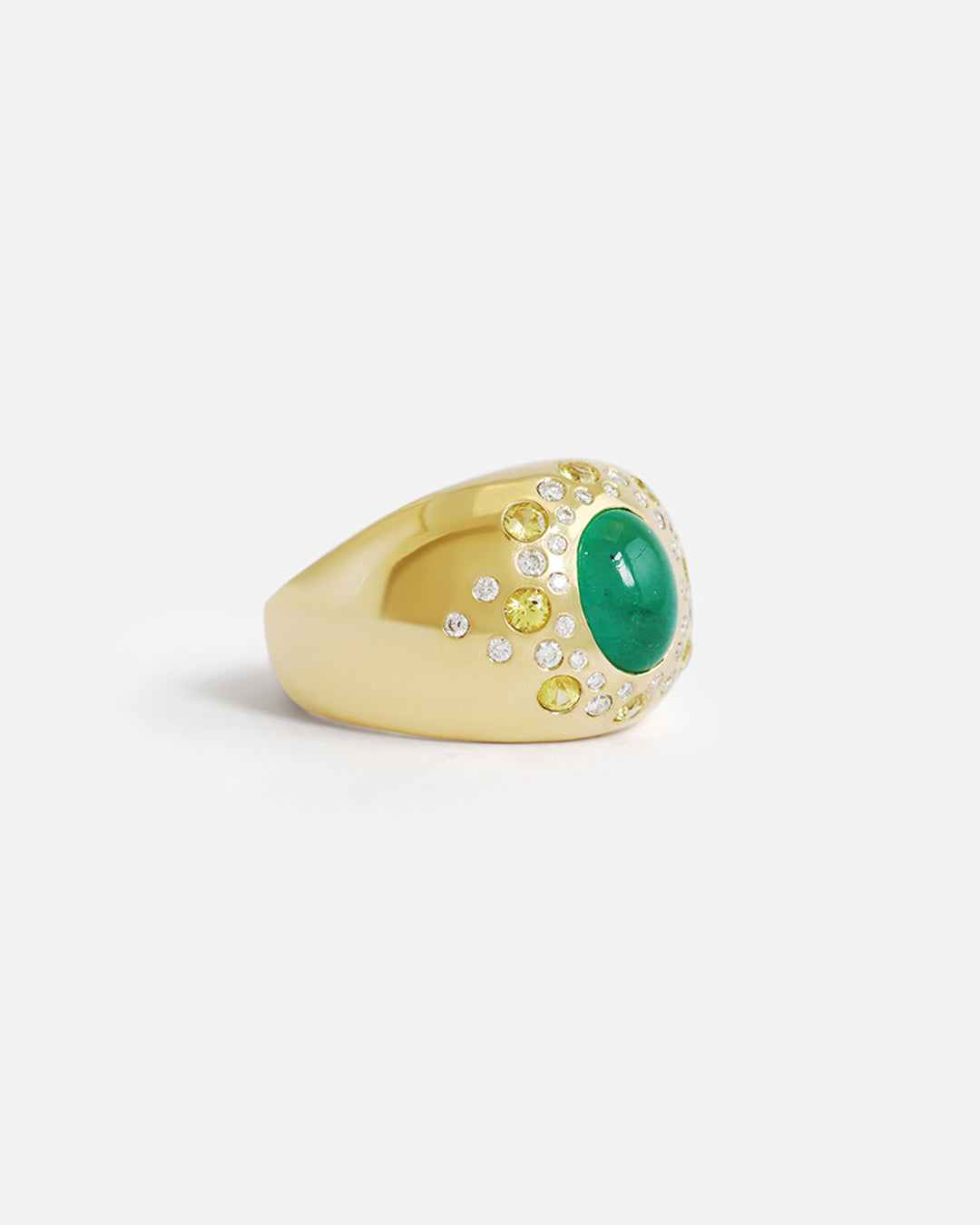 Emerald Dome Ring for Women - Elegant Green Gemstone Jewelry for Engagement, Wedding, and Everyday Wear