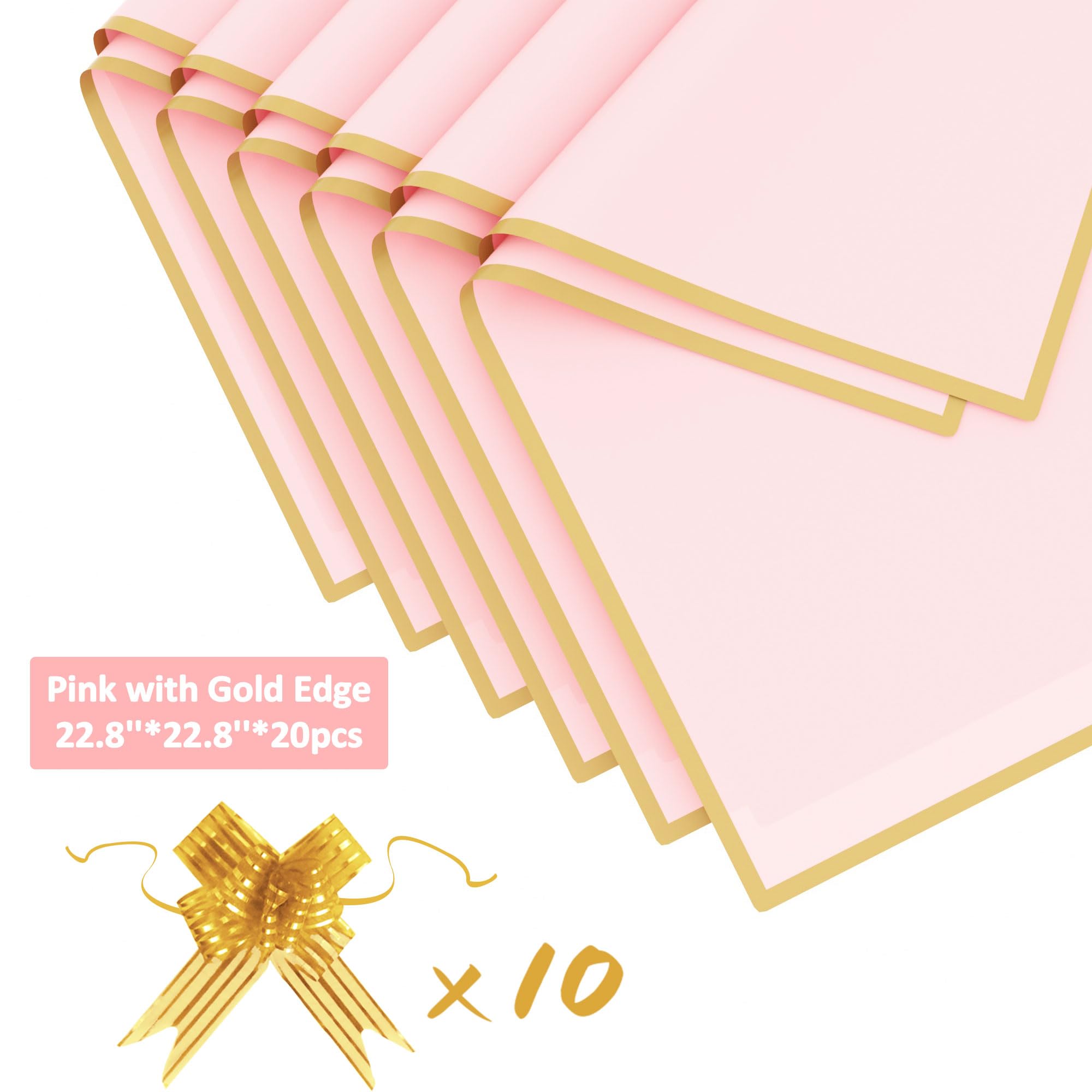 JOYIT 20 Sheets Pink Flower Wrapping Paper - 22.8