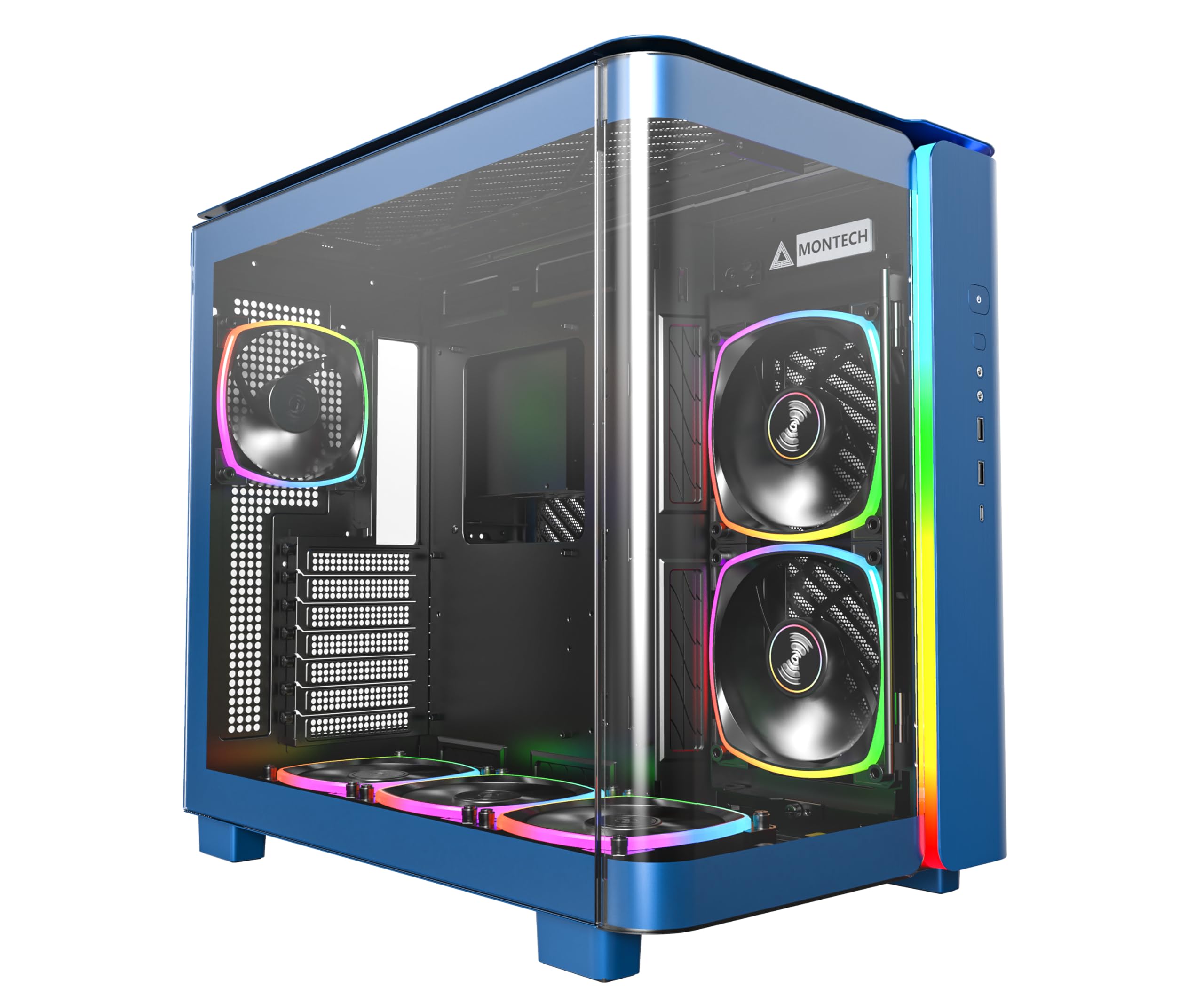 MONTECH King 95 PRO Dual-Chamber ATX Mid-Tower PC Gaming Case - High Airflow Design, Tool-Free Panels, Curved Tempered Glass Front, 6 Pre-Installed ARGB PWM Fans | Perfect for Gaming Rigs, Streaming Setups & High-Performance Workstations