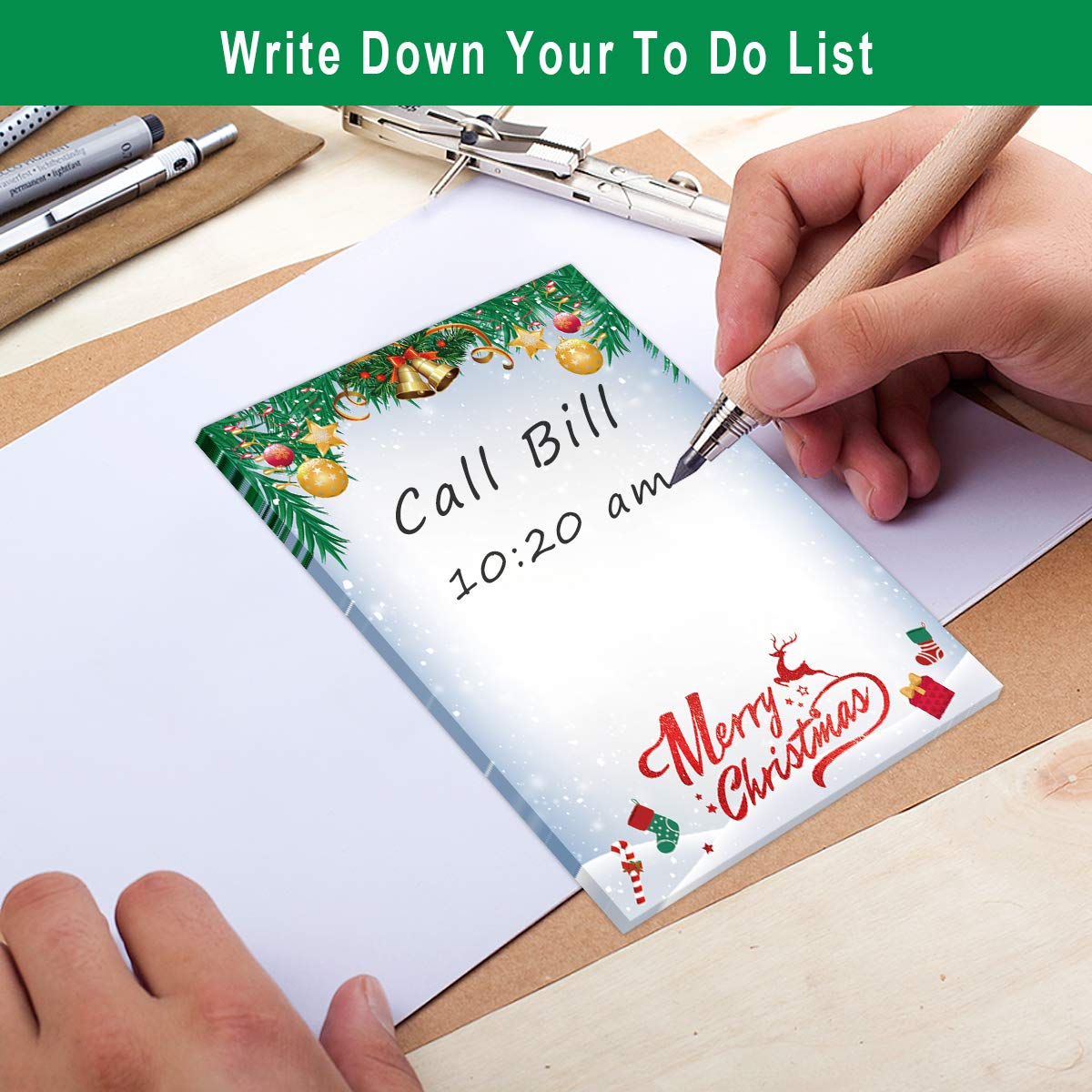 Festive Christmas Notepads - 50-Pack Holiday Writing Pads for Home, School & Office - Cute Xmas Stationery for Gift Lists, Shopping Notes & Holiday Planning