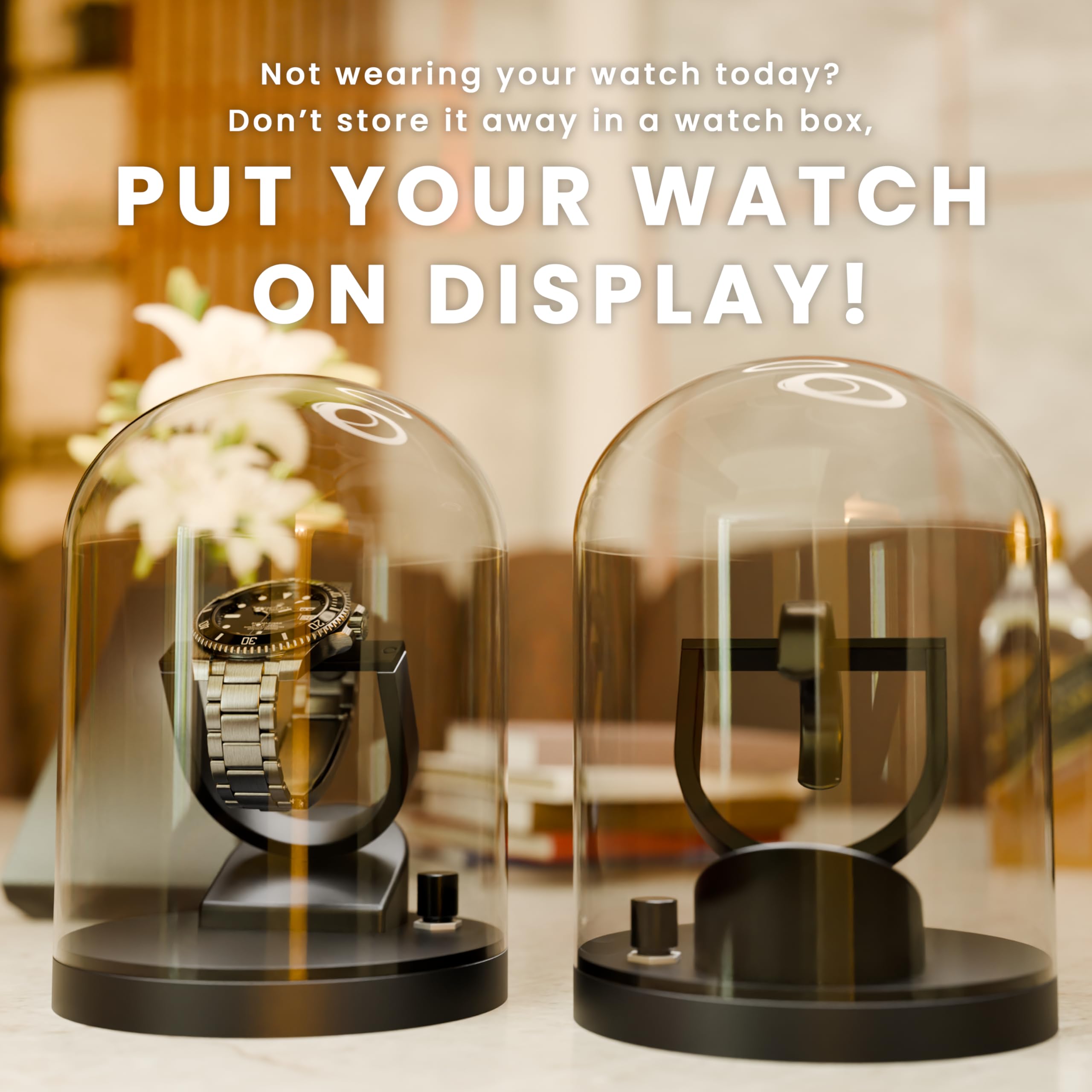 Elestoria Orbit Single Watch Winder - Automatic & Mechanical Watch Winder Box with Gyro Gyroscope Technology for Rolex & Luxury Watches | Clear Transparent Display | Perfect for Watch Collectors & Nightstand Storage