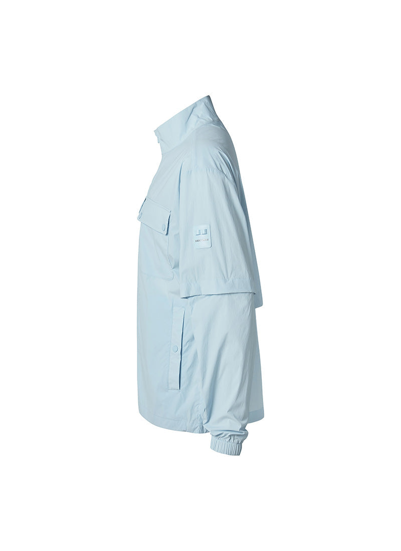 Big Pocket Detachable Jacket - Waterproof Windbreaker with Removable Hood for Outdoor Hiking, Camping & Travel | Men's Lightweight Packable Rain Coat
