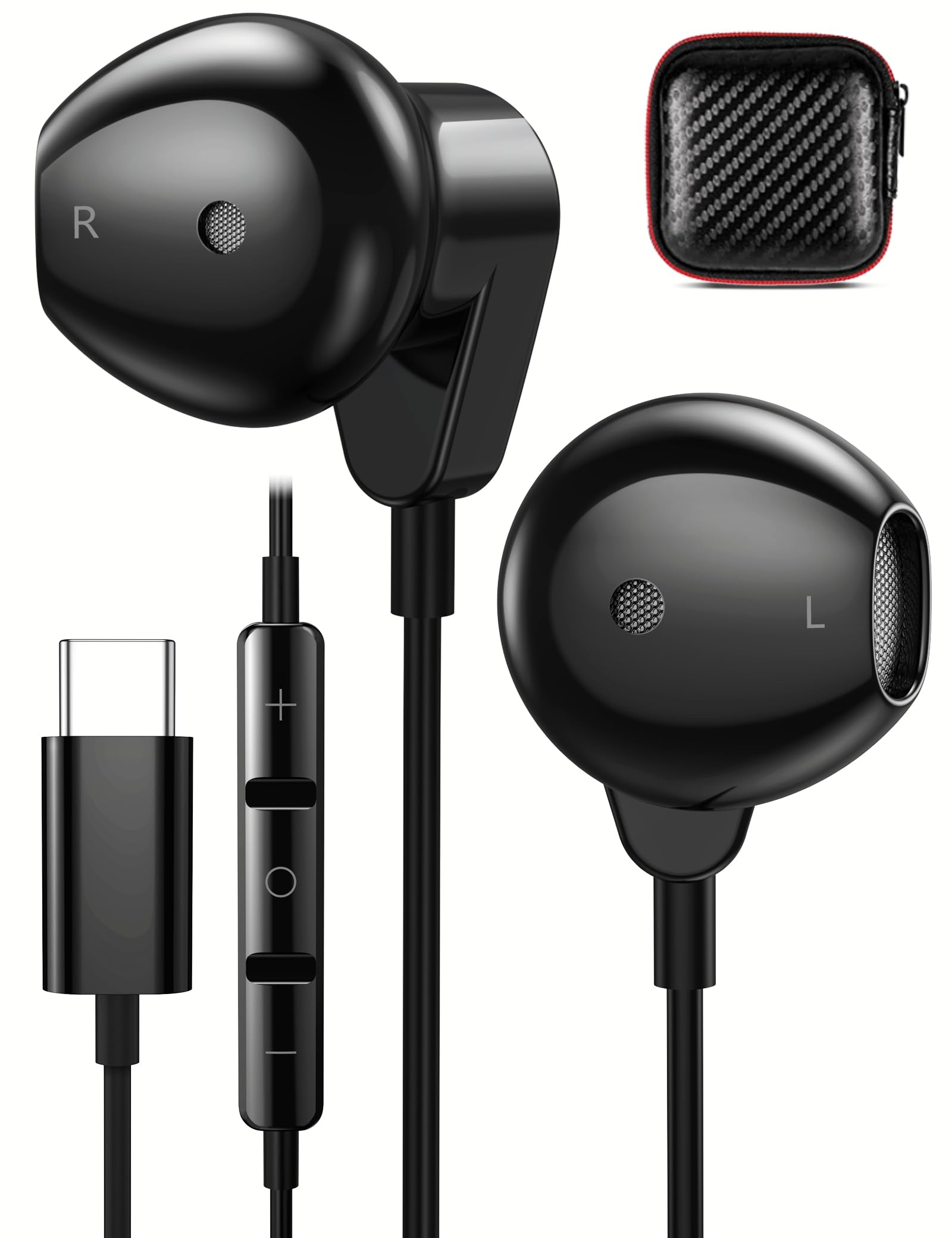COOYA USB C Wired Earbuds with HiFi Stereo & Noise Canceling - Compatible with iPhone 16/15 Pro Max, iPad 10, Pixel 9/8/7, Samsung Galaxy S25 Ultra/S24/S23/Flip6/S22, OnePlus 13/12 - Perfect for Music, Gaming & Calls