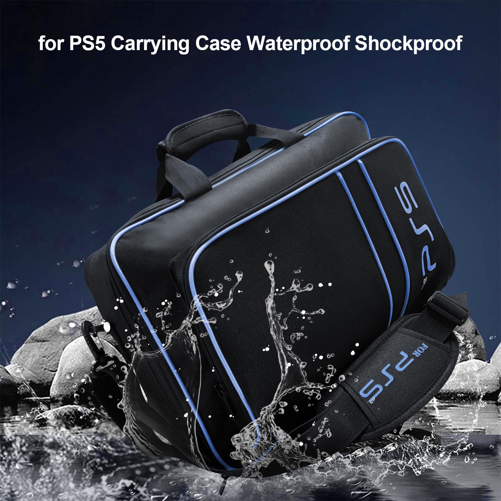 PS5 Carrying Case for Console & Controller - Protective Travel Bag with Storage Pockets for Disc/Digital Edition PS5, Game Cards & HDMI Cables - Perfect for Gaming On-The-Go & Travel Accessories
