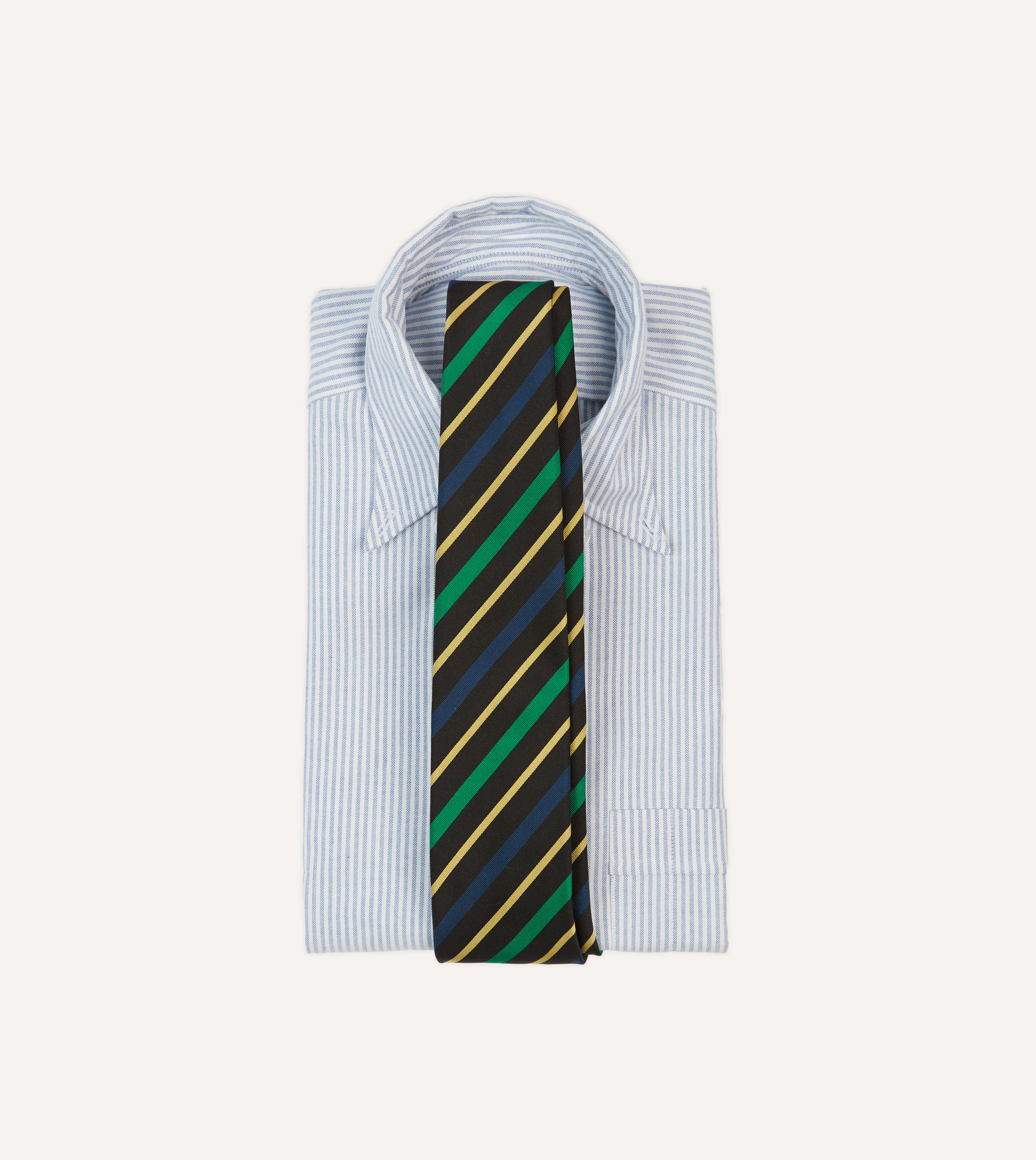 Premium Black, Blue, Green & Yellow Multi-Stripe Mogador Silk Necktie - Elegant Business, Wedding & Formal Occasion Accessory for Men
