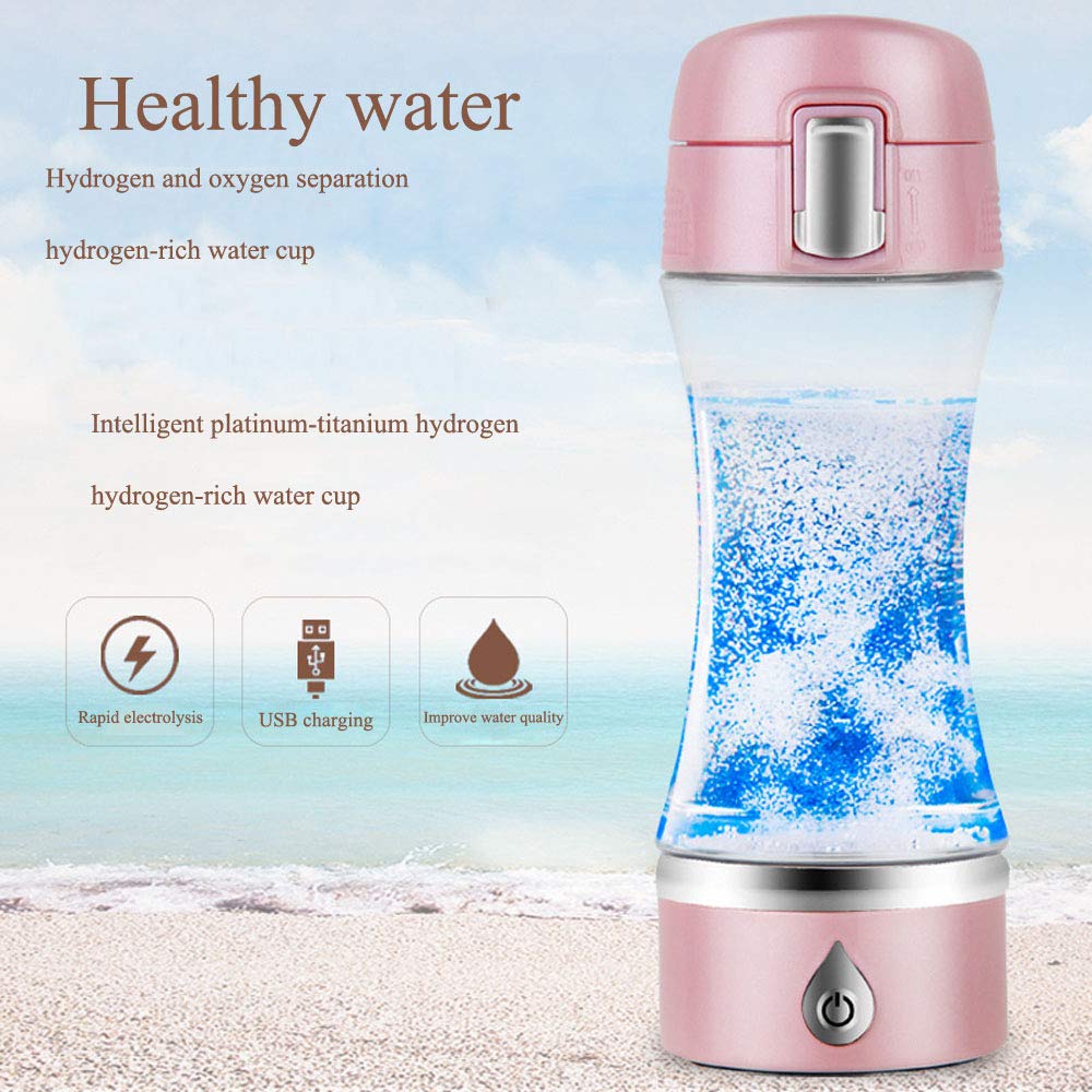 Hydrogen Water Bottle with H2 Generator - Portable Rechargeable Hydrogen-Rich Water Maker, 380ml Pure Glass Bottle (White) - Perfect for Travel, Gym & Healthy Hydration