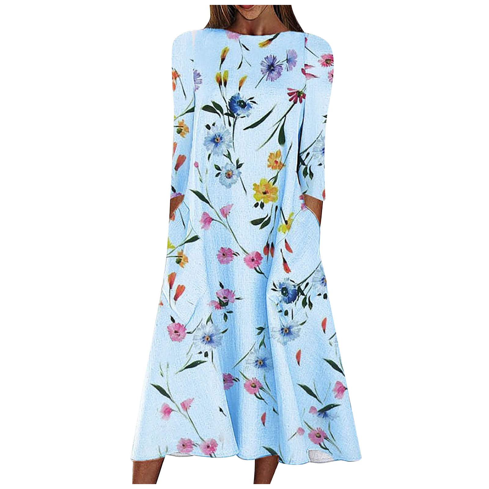 Women's Casual Midi Dresses - Summer Cute Smocked Stripe Sleeveless A-Line Swing Dress | Comfortable & Flowy for Beach, Vacation & Everyday Wear