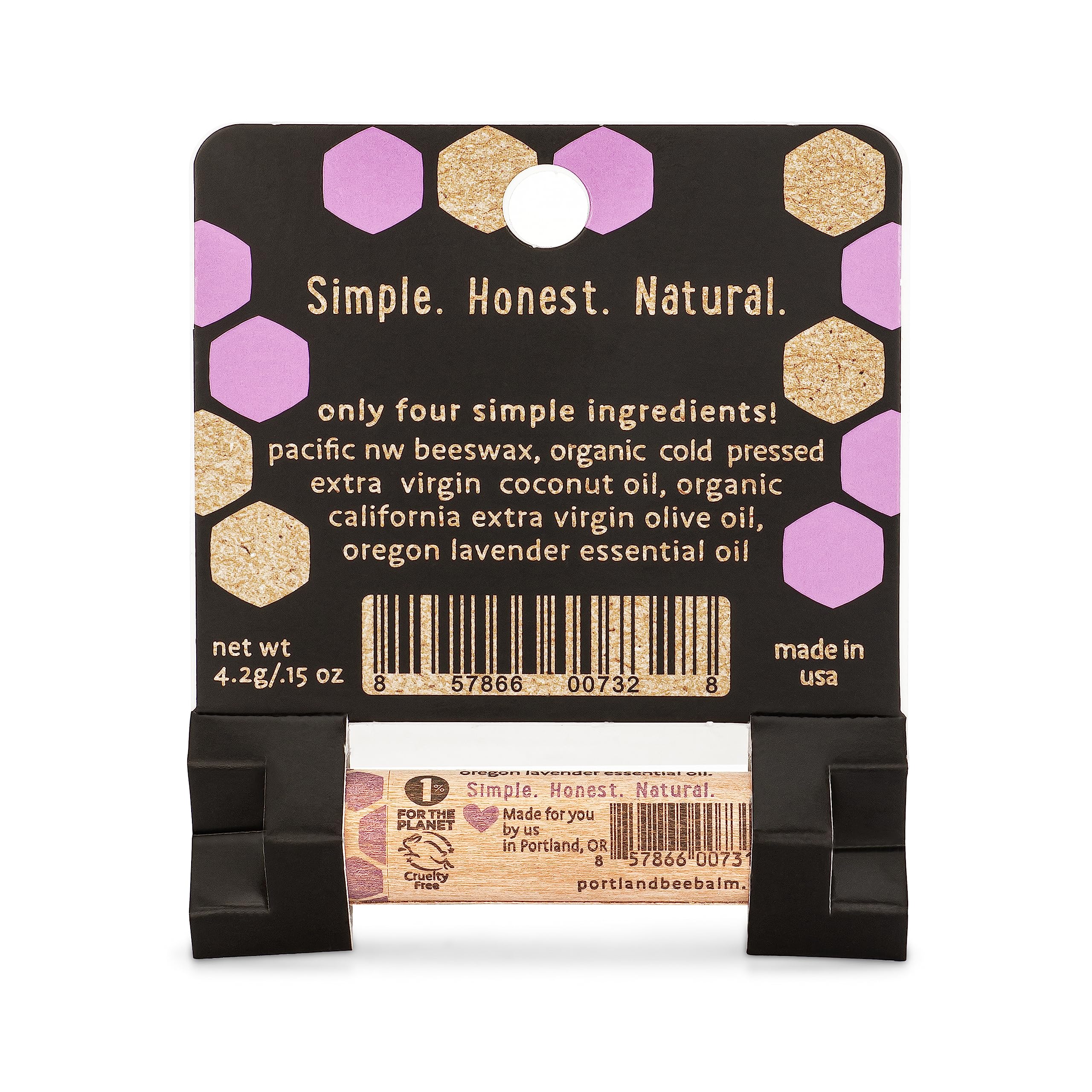 **All-Natural Portland Bee Balm Handmade Beeswax Lip Balm – Lavender Scented (1 Count) | Moisturizing & Soothing for Dry Lips, Perfect for Travel & Daily Use**