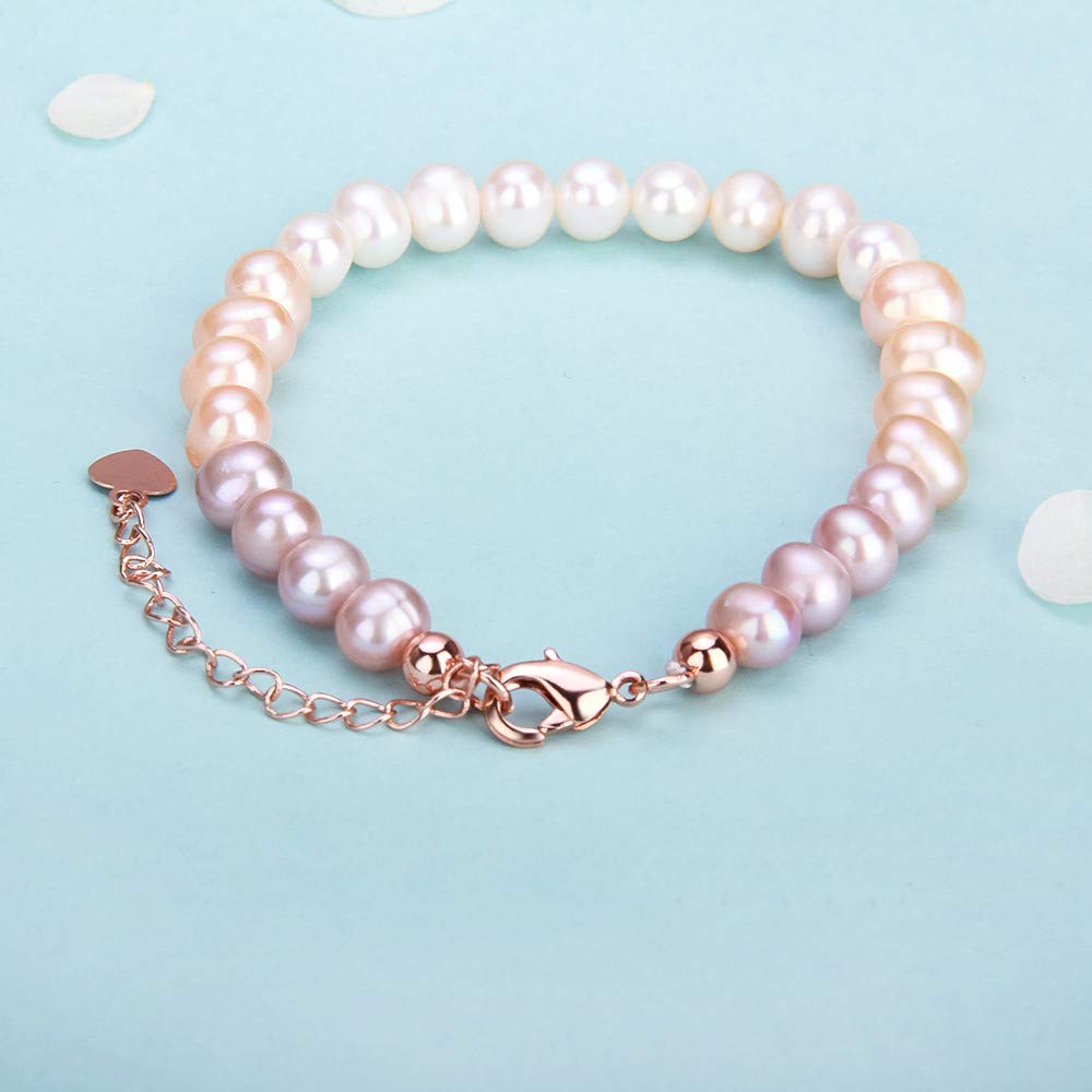 White Pink Purple Freshwater Cultured Baroque Pearl Beaded Adjustable Handmade Bracelet for Women - Elegant Jewelry Gift for Wedding, Party & Everyday Wear