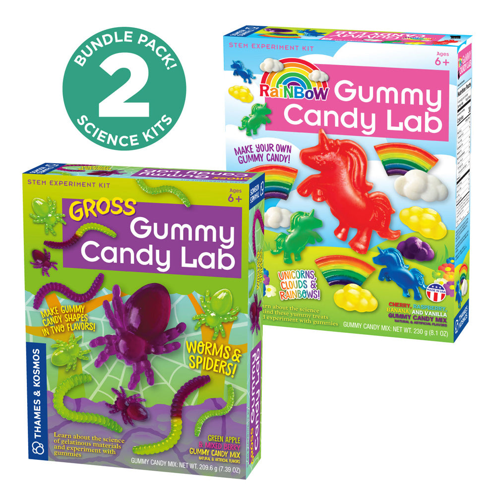 2 Pack Gummy Candy Experiment Kits - Rainbow & Gross Gummy Candy Lab Science Kit for Kids | STEM Educational Toys for Birthday Parties & Classroom Science Activities