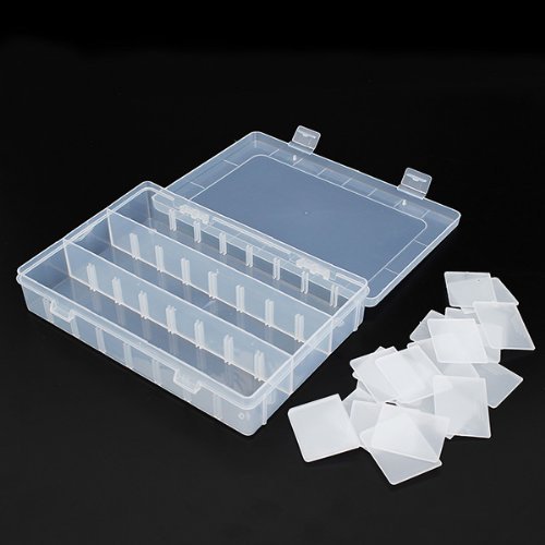 Clear Thick Durable 24-Slot Adjustable Plastic Storage Box for Crafts, Hobbies & Rafting Gear - Perfect for Beading Supplies, Fishing Tackle & Small Parts Organization
