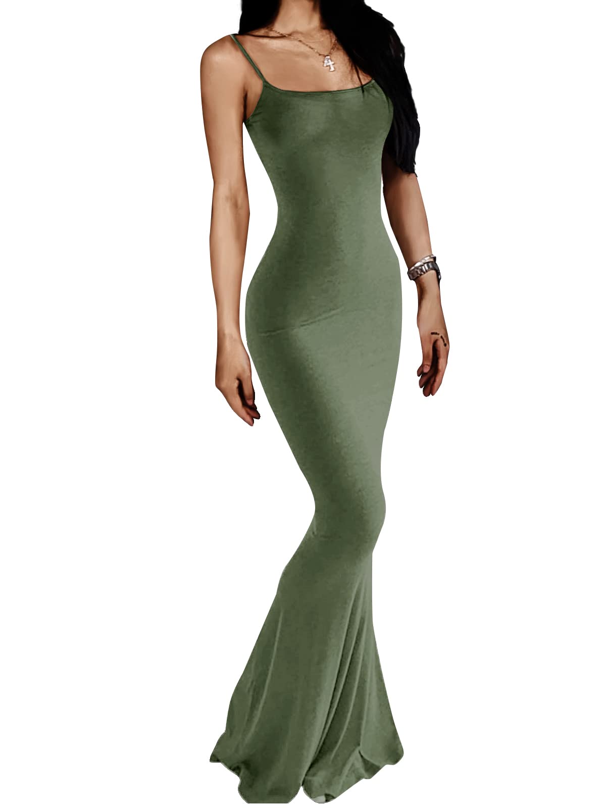 Sexy Women's Backless Sleeveless Bodycon Maxi Dress - Summer 2023 Slim Elegant Lounge Slip Long Dress for Casual Wear, Date Night & Beach Vacation
