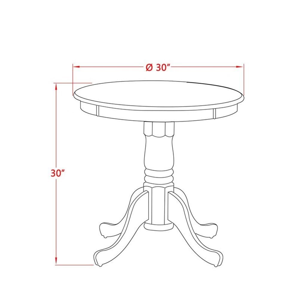 East West Furniture ESAN3-OAK-LC 3-Piece Round Kitchen Dining Table Set with Pedestal Base & 2 Faux Leather Chairs, 30x30 Inch, Oak - Perfect for Small Spaces, Breakfast Nooks & Cozy Apartments