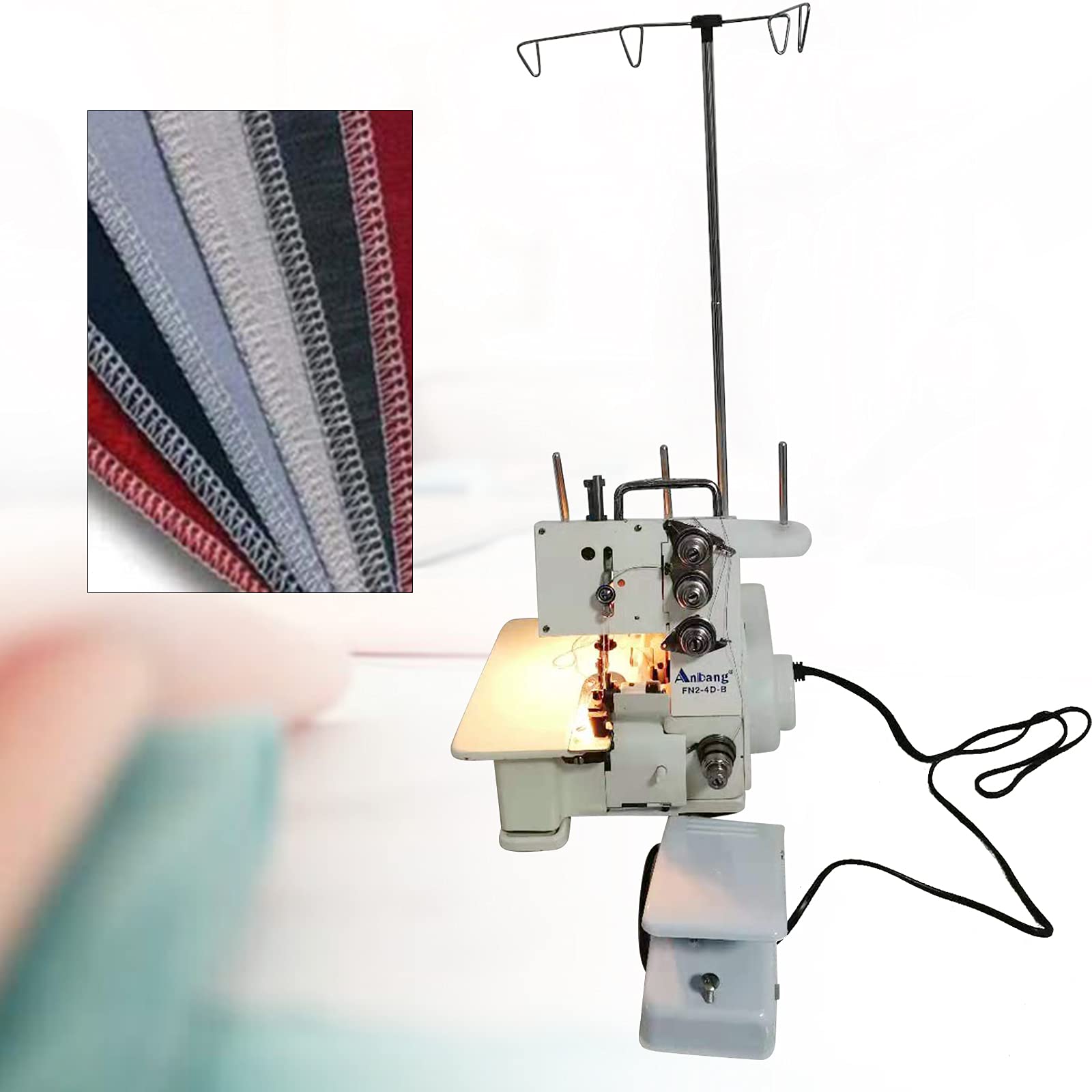 Professional 80W Four-Thread Edging Sewing Machine with Foot Controller - 1200 Stitches/Min for Home Sewing, Undershirts & Cotton Sweaters - Perfect for DIY Projects, Clothing Alterations and Fabric Edging
