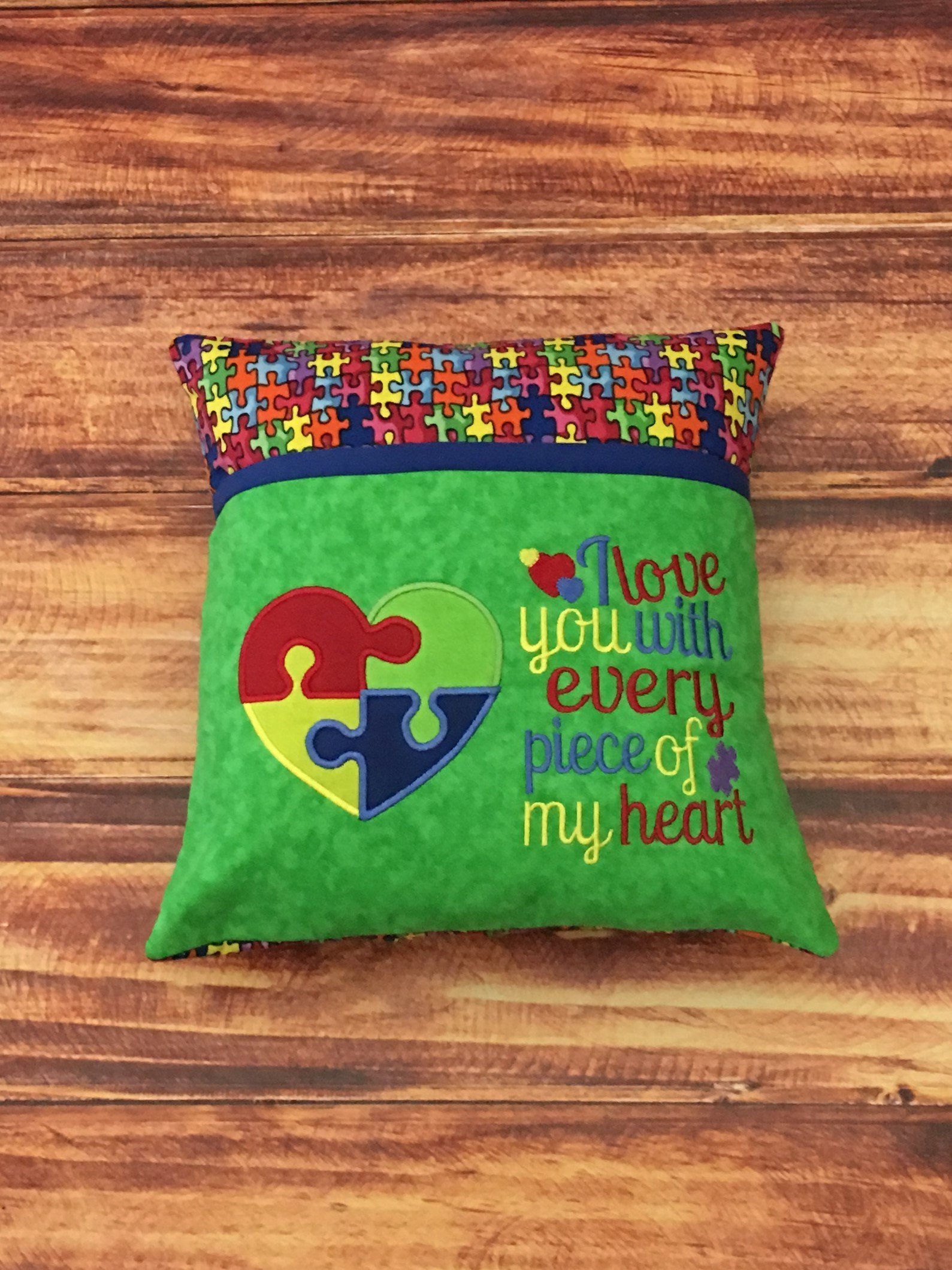 Autism Sensory Pillowcase with Insert - Heart Puzzle Design for Autism Awareness, Perfect Gift for Special Education Teachers & Autism Support - Ideal for Sensory Rooms, Therapy Sessions & Comfort at Home
