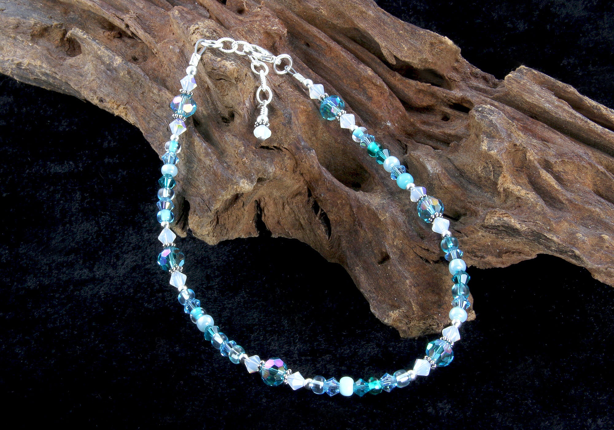 Aqua Opal Crystal Beaded Anklet - Elegant Adjustable Ankle Bracelet for Women | Perfect for Beach, Summer, Boho Fashion & Gift Giving