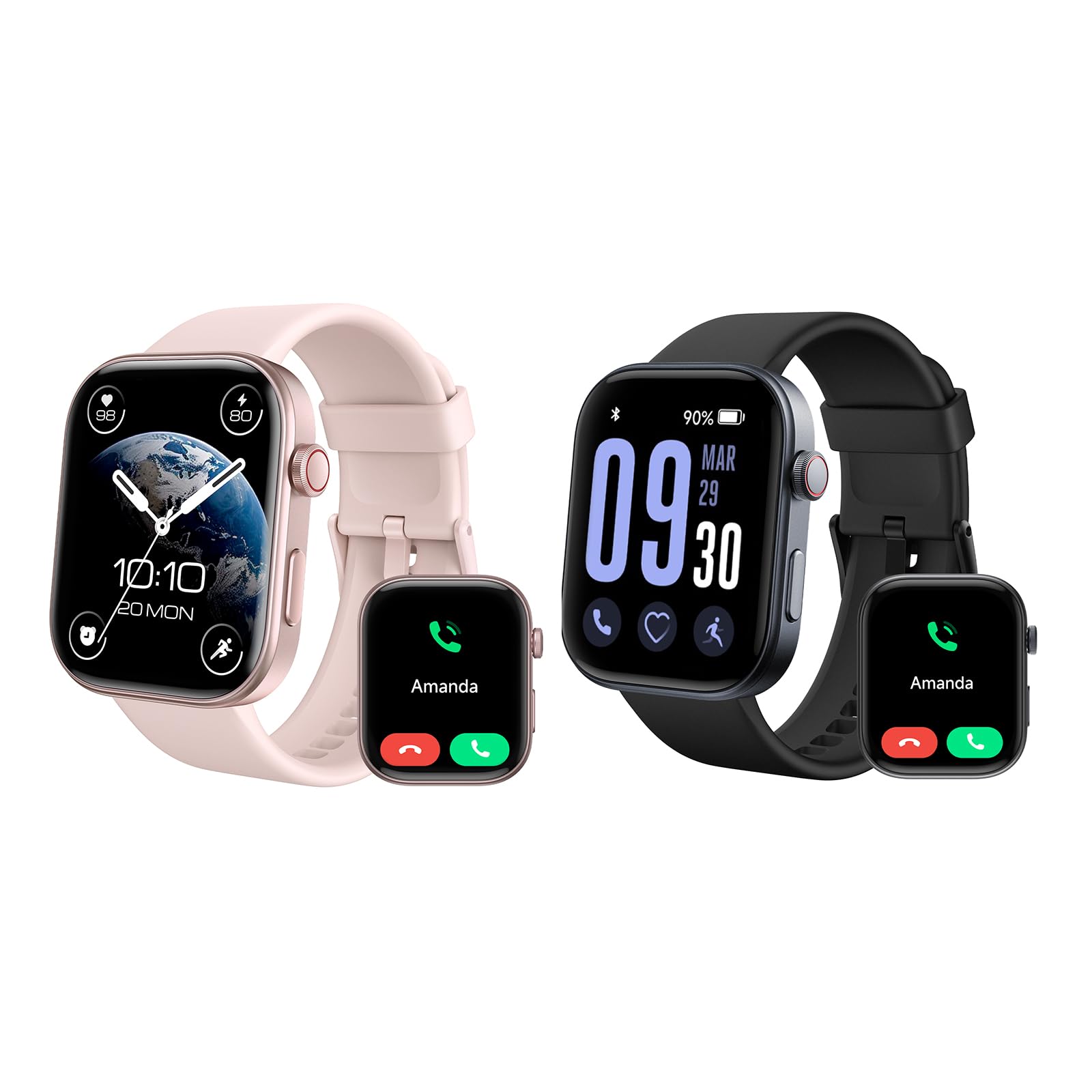 Fitpolo GTX12 Smart Watch for Women - Pink & Black Fitness Tracker with Heart Rate Monitor, Compatible with Android & iPhone, Perfect for Running, Workouts & Daily Activity Tracking