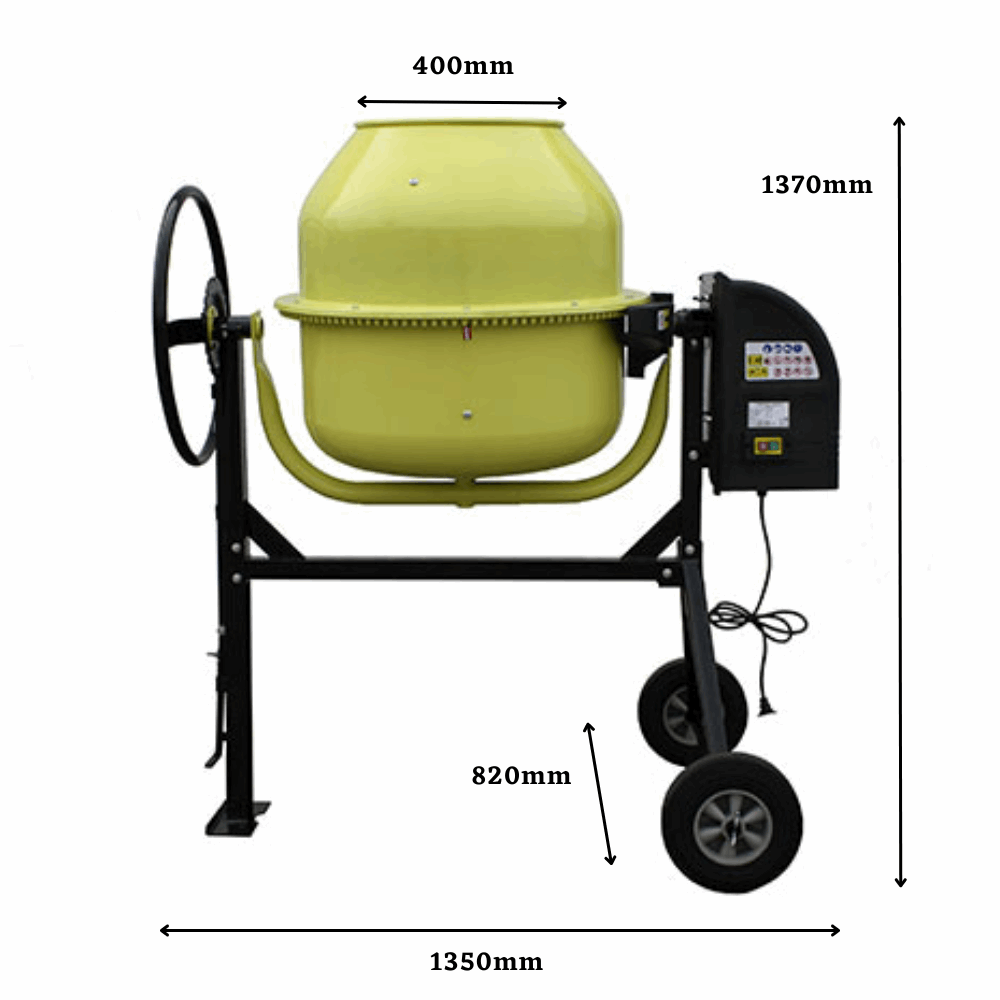 Forestwest 180L (6.4 cu ft) 800W Electric Cement Mixer - Heavy Duty Portable Concrete Mixer for Construction, DIY Projects, and Home Renovations - Ideal for Mixing Mortar, Stucco, and Concrete