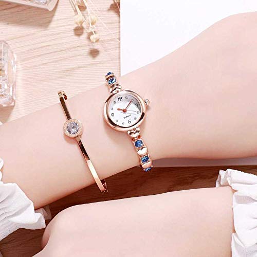Niyati Nx Analog Blue Diamond Studded Rose Gold Chain Strap Women's Watch - Elegant Fashion Accessory for Parties, Weddings & Daily Wear