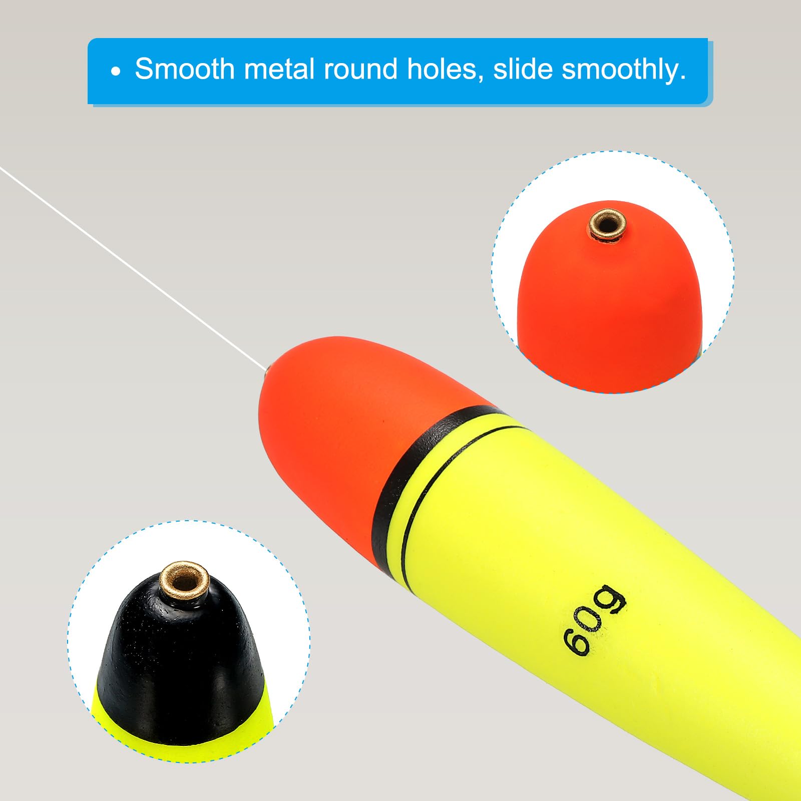 PATIKIL 2.8oz & 4.2oz Fishing Slip Bobbers - 2 Pack EVA Fishing Floats for Saltwater & Freshwater Fishing - High Visibility Yellow Float for Bass, Trout & Panfish - Perfect for Lake, River & Ocean Fishing