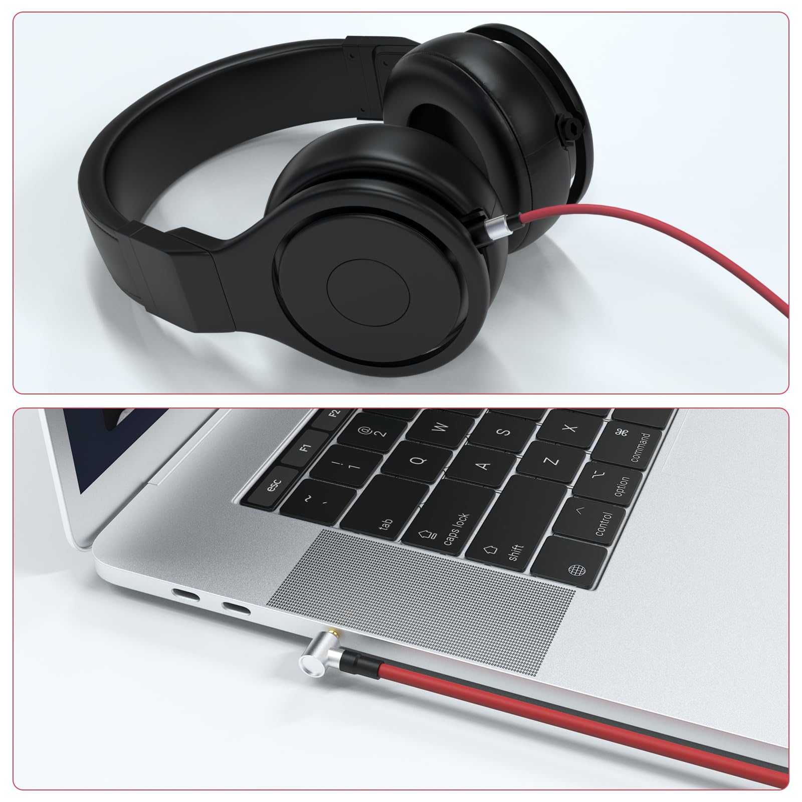 Beats by Dr Dre Solo Studio Pro Detox Edition Replacement Audio Aux Cable - 3.5mm Auxiliary Extension Cord for Headphones (Red) | Perfect for Gaming, Music & Travel Accessories