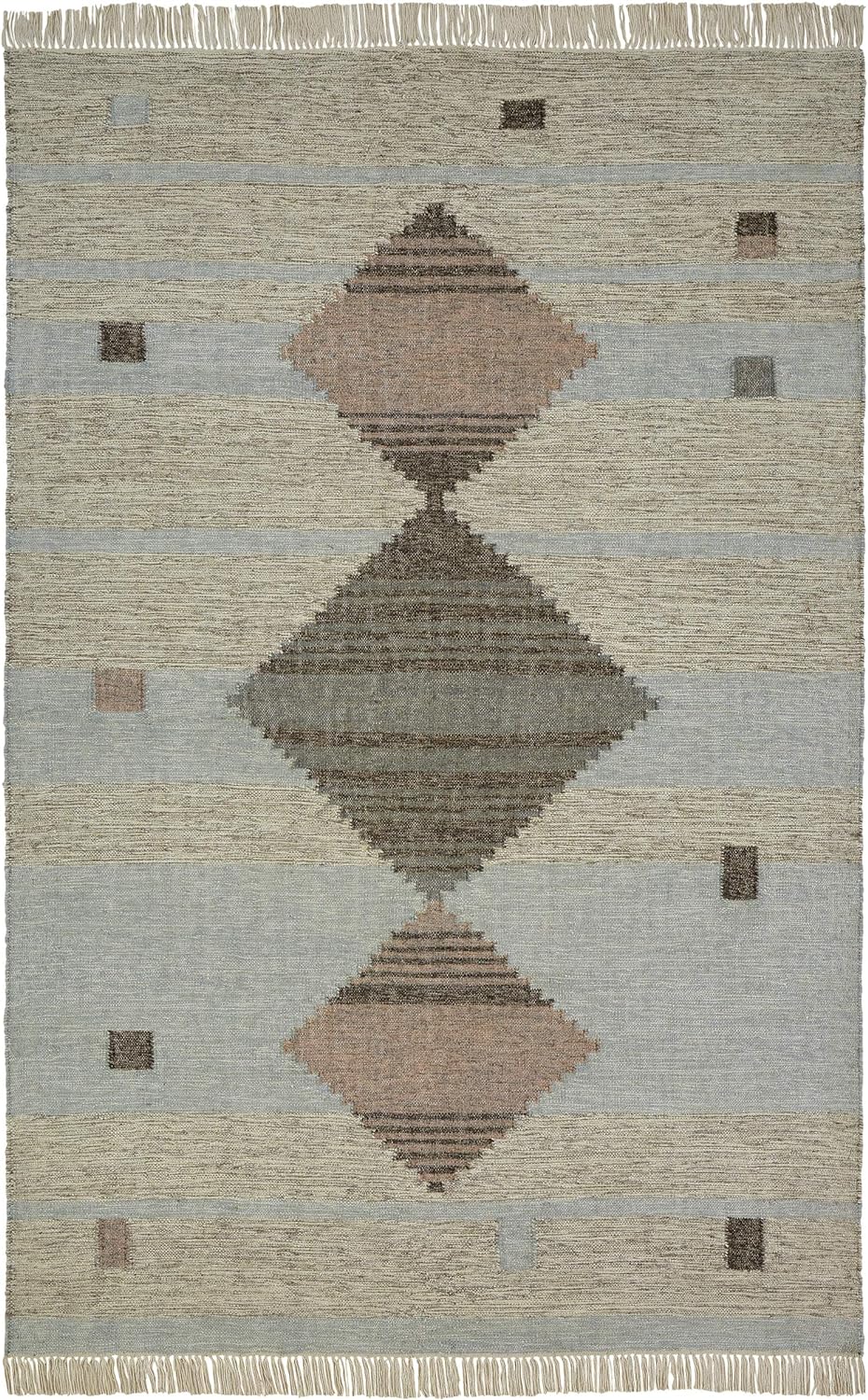 Eco-Friendly Sayah Handwoven Wool & Cotton Geometric Area Rug - Soft Non-Slip Living Room Rug for Bedroom, Nursery & Home Decor