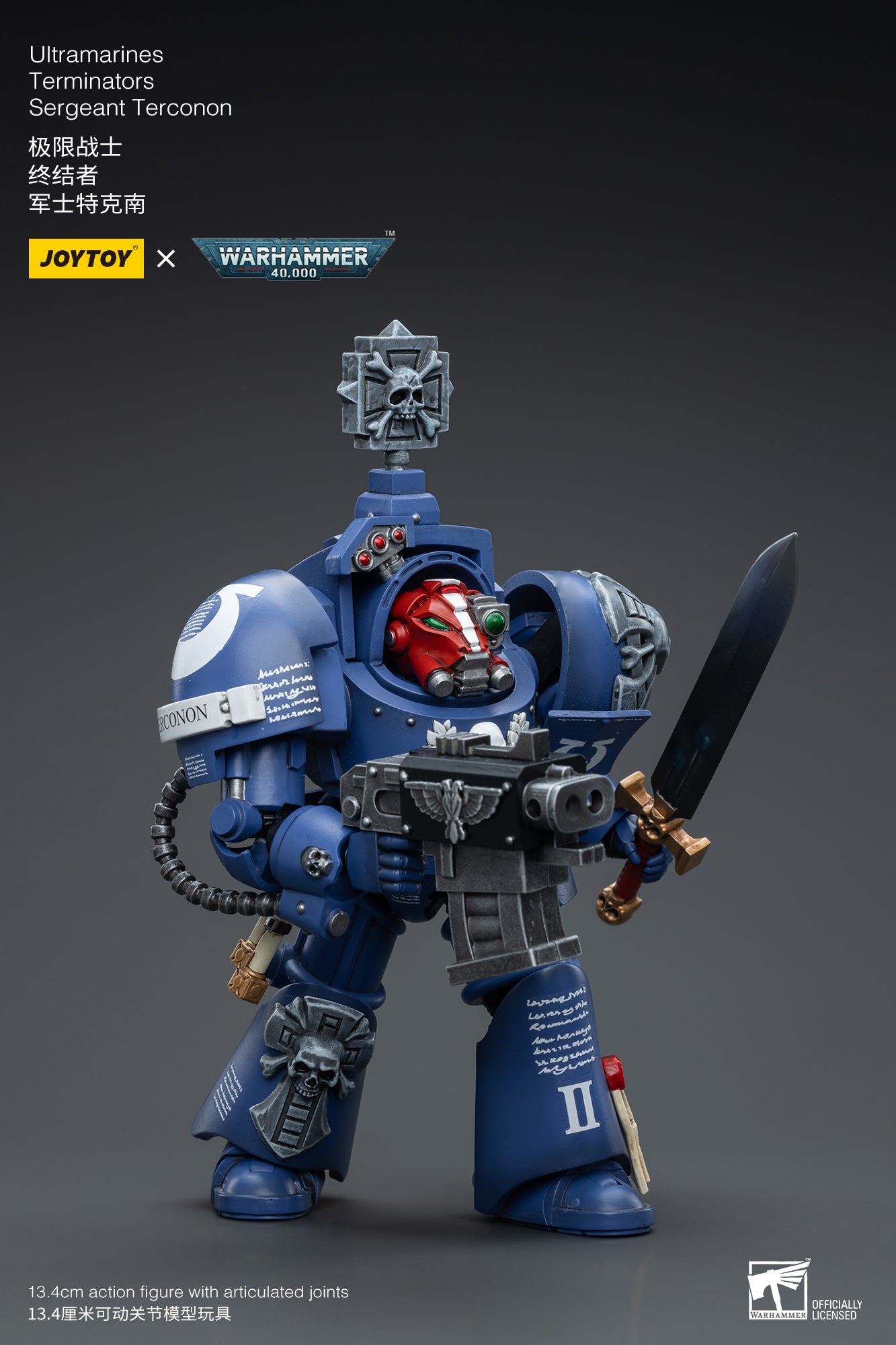 1/18 JOYTOY Warhammer 40K Ultramarines Terminators Sergeant Terconon Action Figure - Collectible Miniature for Tabletop Gaming & Display