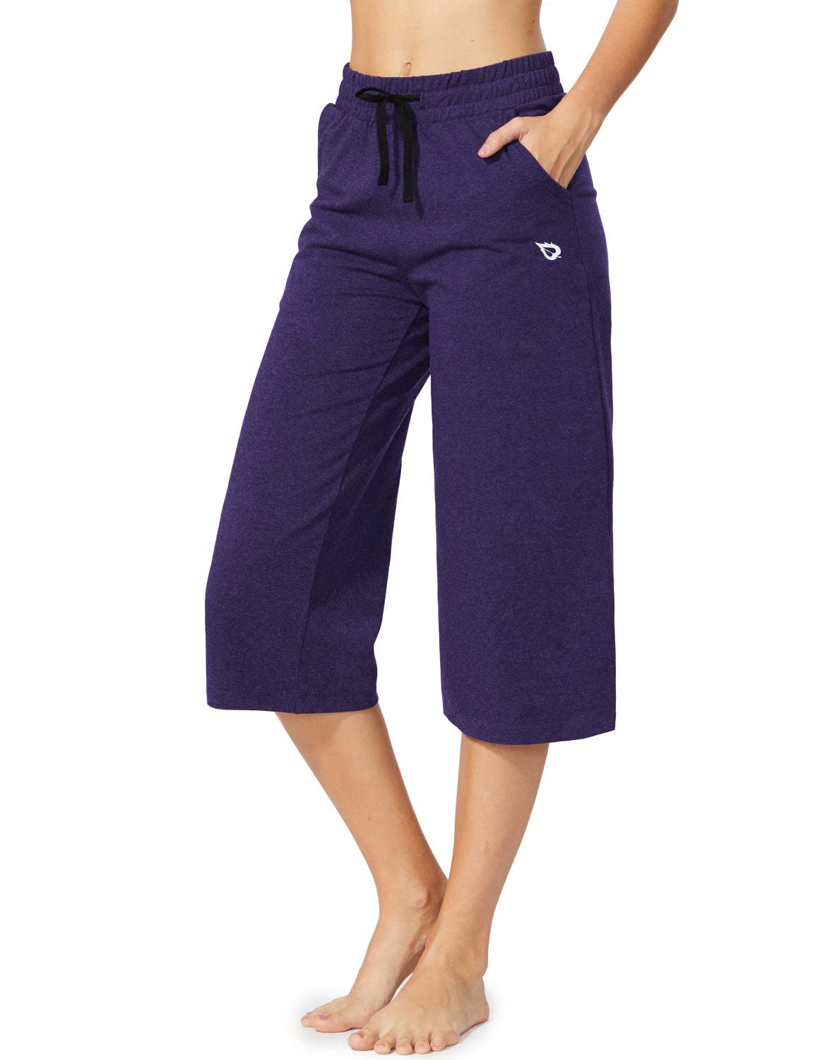 BALEAF Women's High Waisted Yoga Pants with Pockets - Tummy Control Workout Capri Leggings, Squat Proof & Moisture Wicking for Running, Gym & Lounge Wear