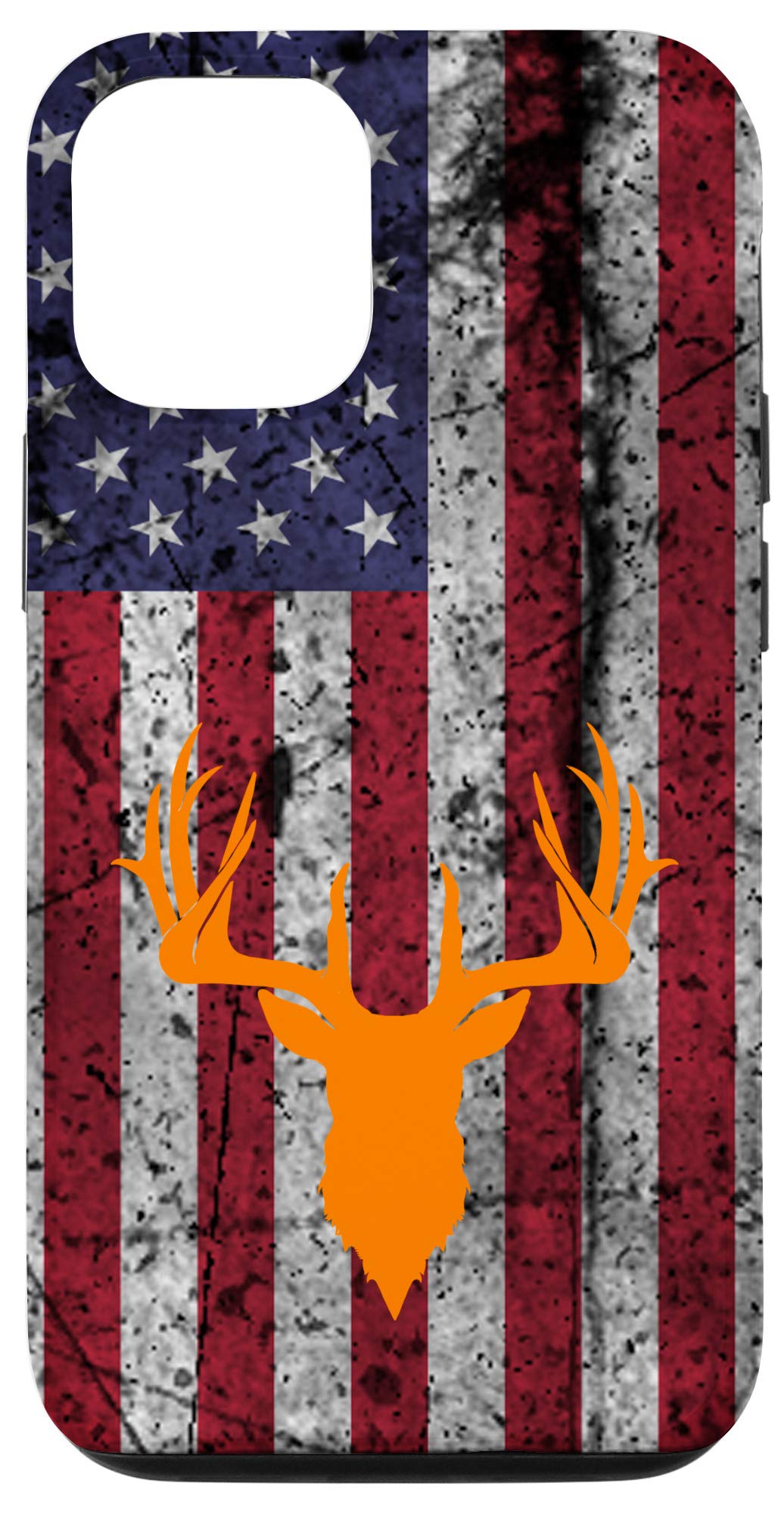 iPhone 12/12 Pro Case - Patriotic Deer Hunting Design with USA Flag in Orange, Red, White & Blue | Rugged Protective Cover for Outdoor Enthusiasts & Hunting Trips