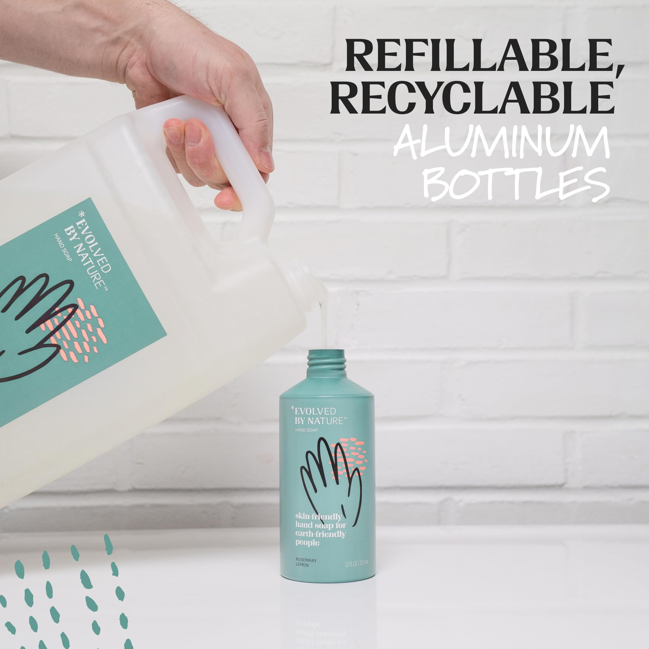 Evolved By Nature Liquid Hand Soap Refill - 128 Oz (Pack of 4) | Rosemary Lemon Scent | Biodegradable & Eco-Friendly Formula | Ideal for Home, Kitchen, Bathroom & Office Use