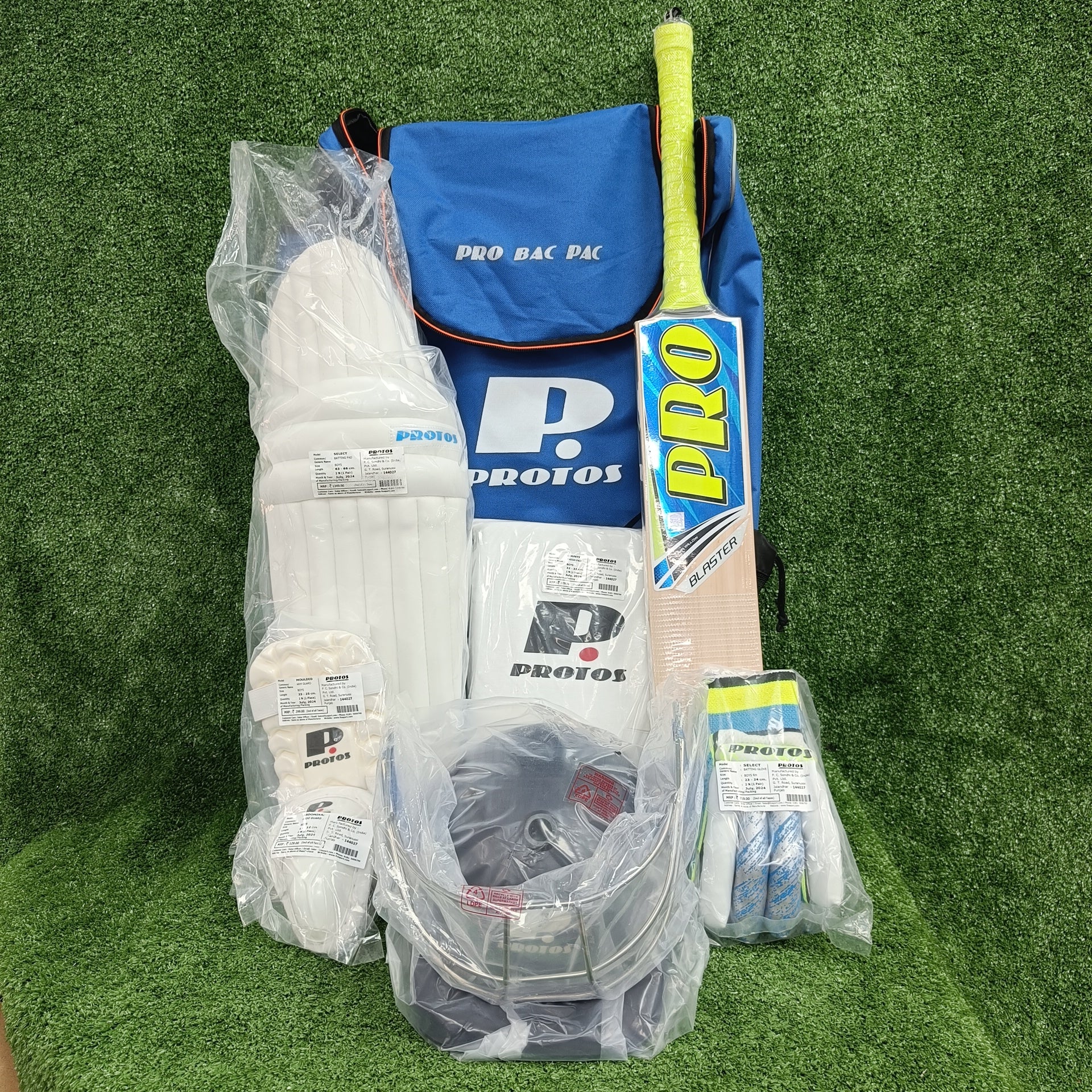 Protos Pro Kashmir Willow Junior/Youth Full Cricket Kit Set with Helmet - Perfect for Young Cricket Enthusiasts & School Sports Training