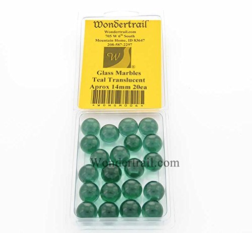 20-Pack Teal Transparent 14mm Glass Marbles for DIY Crafts, Home Decor, Vase Fillers & Sensory Play - WONGM006