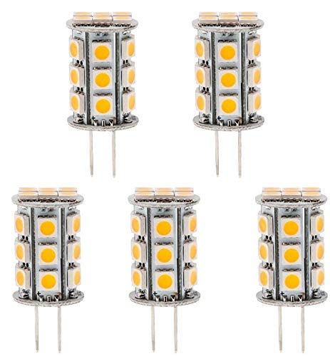12V Dimmable LED Halogen Replacement Bulb - GY6.35 Base, 3.5W (30-35W Equivalent), Daylight White 5000K, 5-Pack - Perfect for Cabinet Lighting, Display Cases, and Low Voltage Fixtures