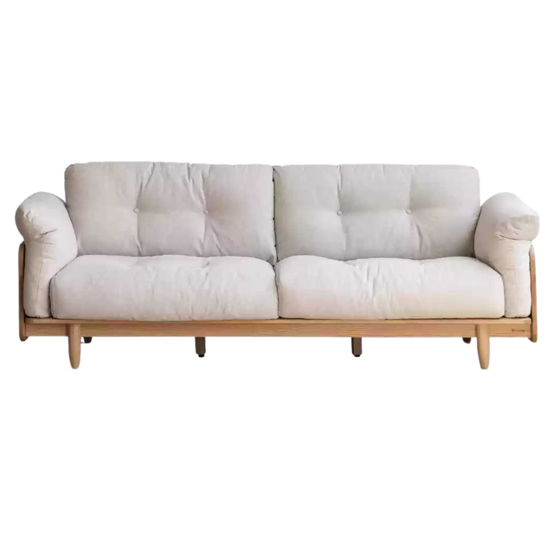 Premium Oak Solid Wood Genuine Leather Fabric Sofa - Modern Living Room Furniture for Home & Office - Comfortable Seating for Relaxation & Entertainment